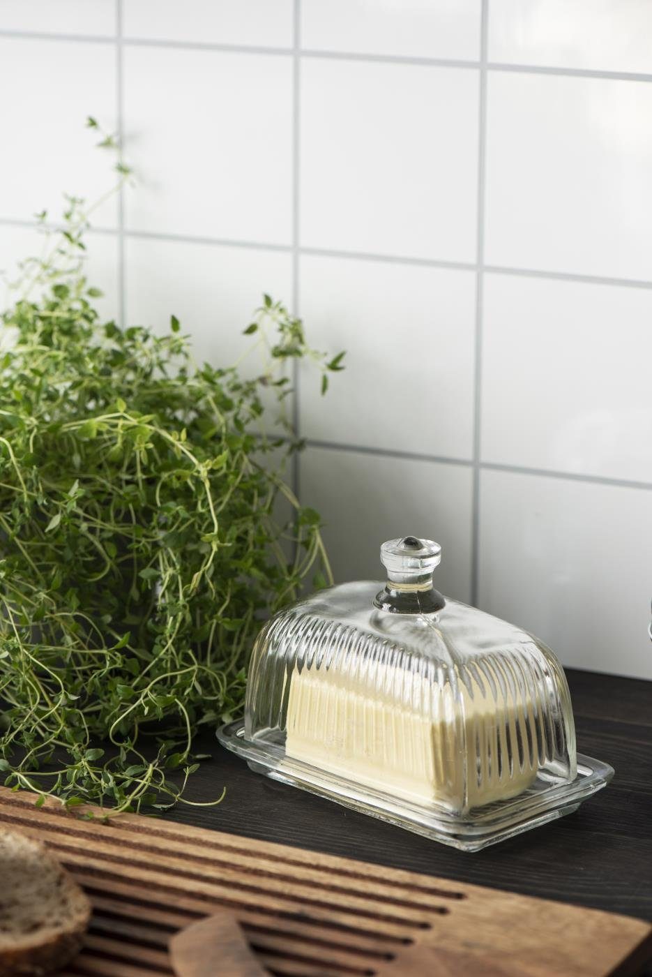 Ib Laursen Butterdose Glasglocke mit Rillen – Bild 2 von 2