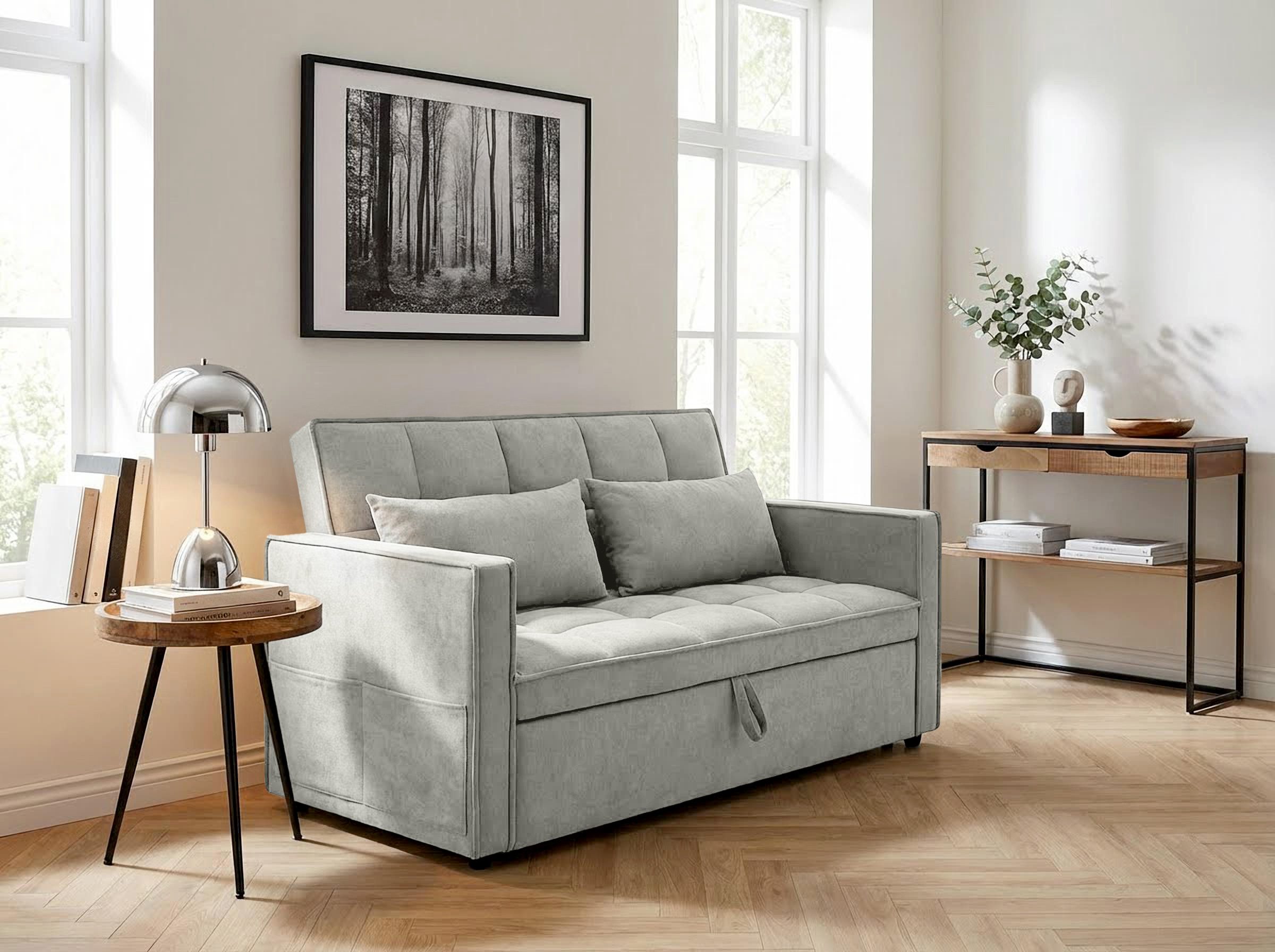 OTTO home Schlafsofa STEFFO, 159 cm, 2-Sitzer, mit verstellbarer Rückenlehne, Klappmechanismus, feiner Webstoff, natürliche Farben