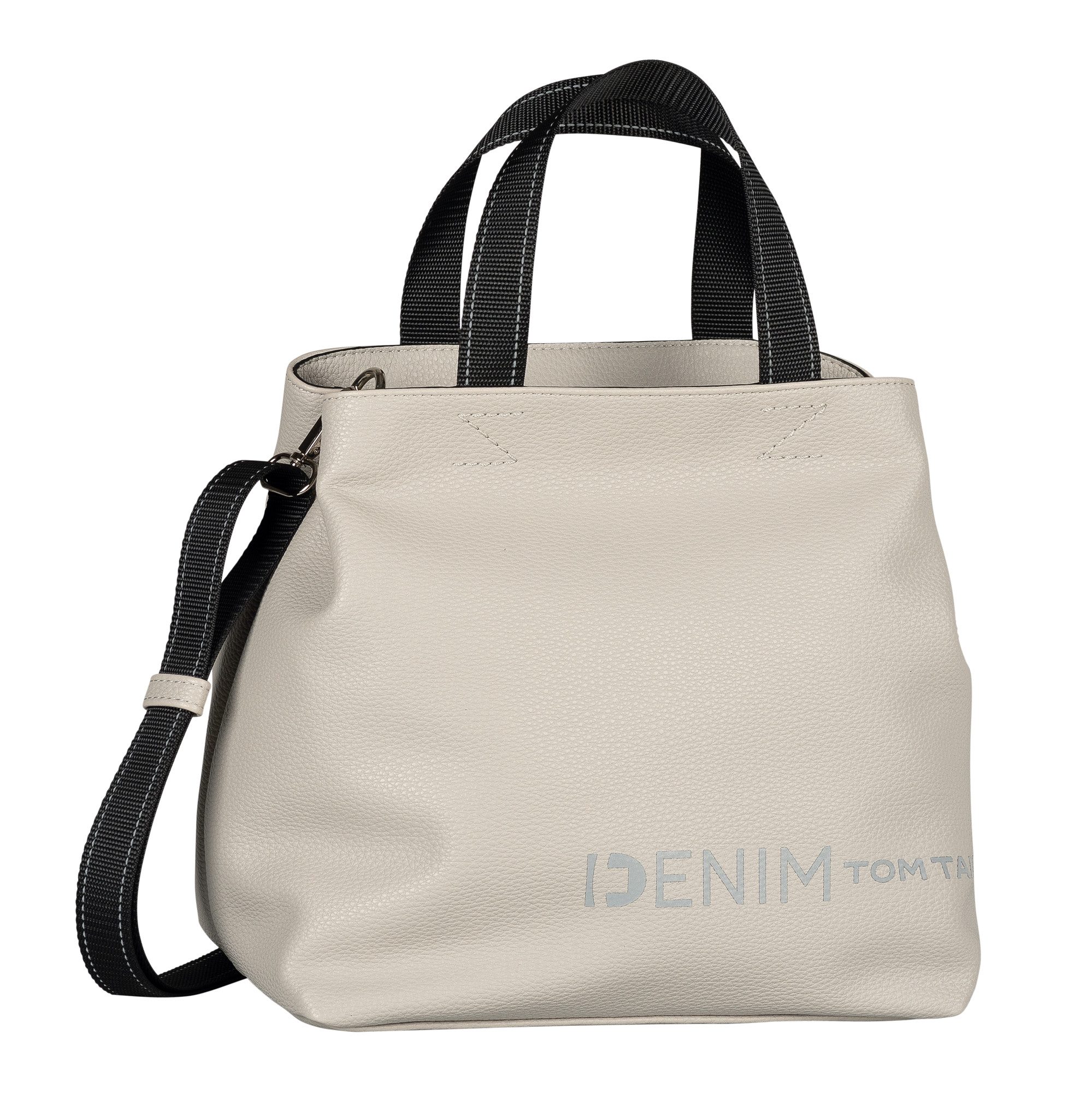 TOM TAILOR Denim Shopper Marlow, griffig leichtes Lederimitat mit reflektierendem Logo und Zierlinien