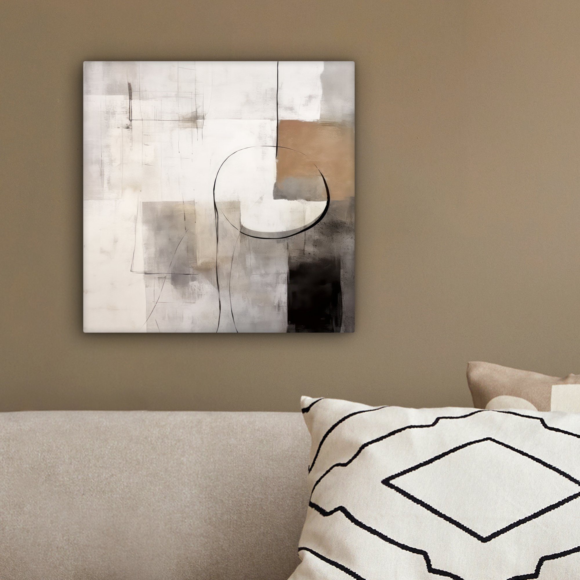 OneMillionCanvasses® Leinwandbild Abstrakte Kunst - 20x20 - Industriell - Schlafzimmer, St), cm Weiß (1 Leinwand für Bilder Grau, Wohnzimmer