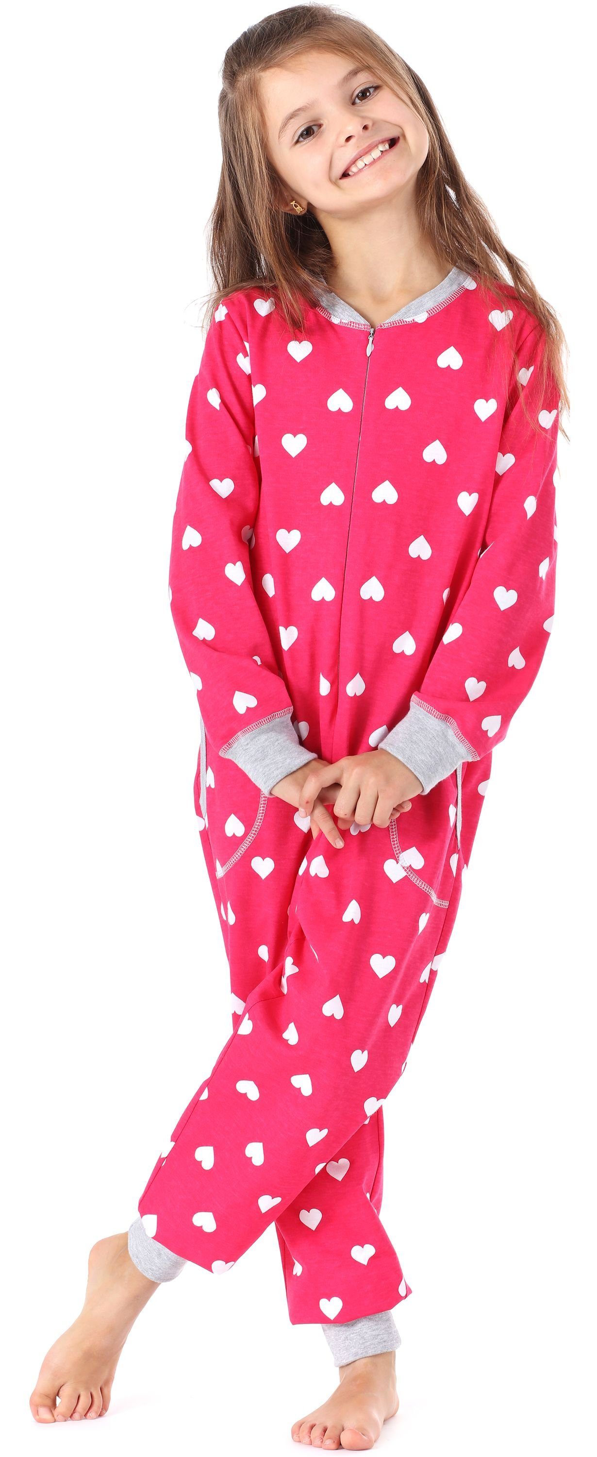 Merry Style Schlafanzug Jumpsuit Melange Schlafanzug Mädchen Herzen Rosa MS10-186