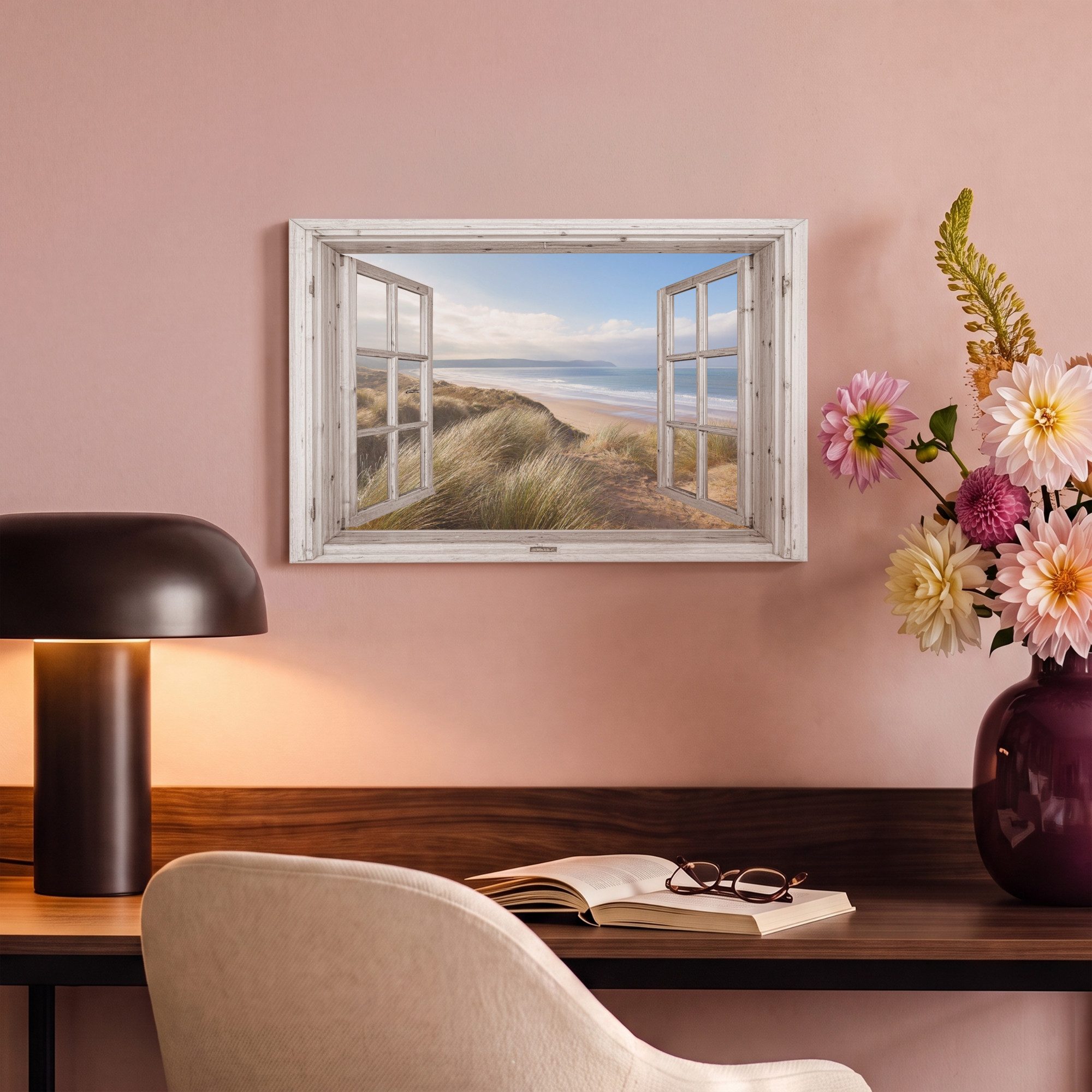 OneMillionCanvasses® Leinwandbild Durchblick - Strand - Meer - Dünen - Strandgras - Sand - Blau, Fotodruck (1 St), Leinwand Bilder Klein, Wand Dekoration Aesthe – Bild 4 von 5