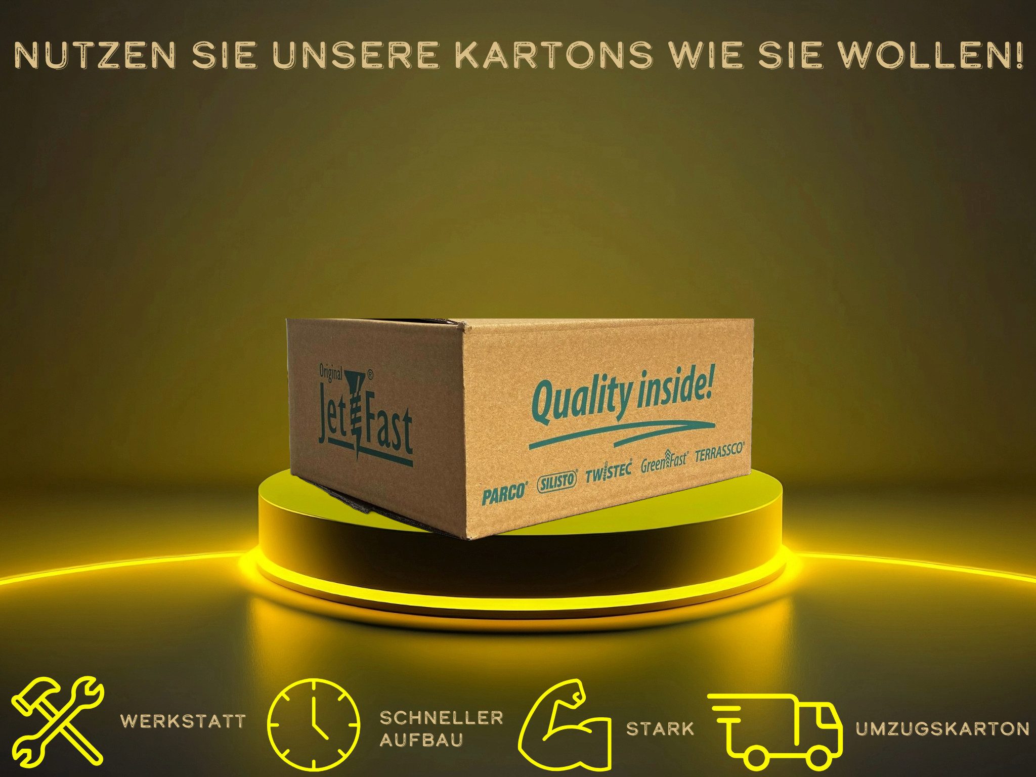 Jet-Fast Umzugskarton Faltkarton Bundle - Umzugskarton, Lagerkarton extra stabil, praktische Größenvielfalt, umweltfreundlich