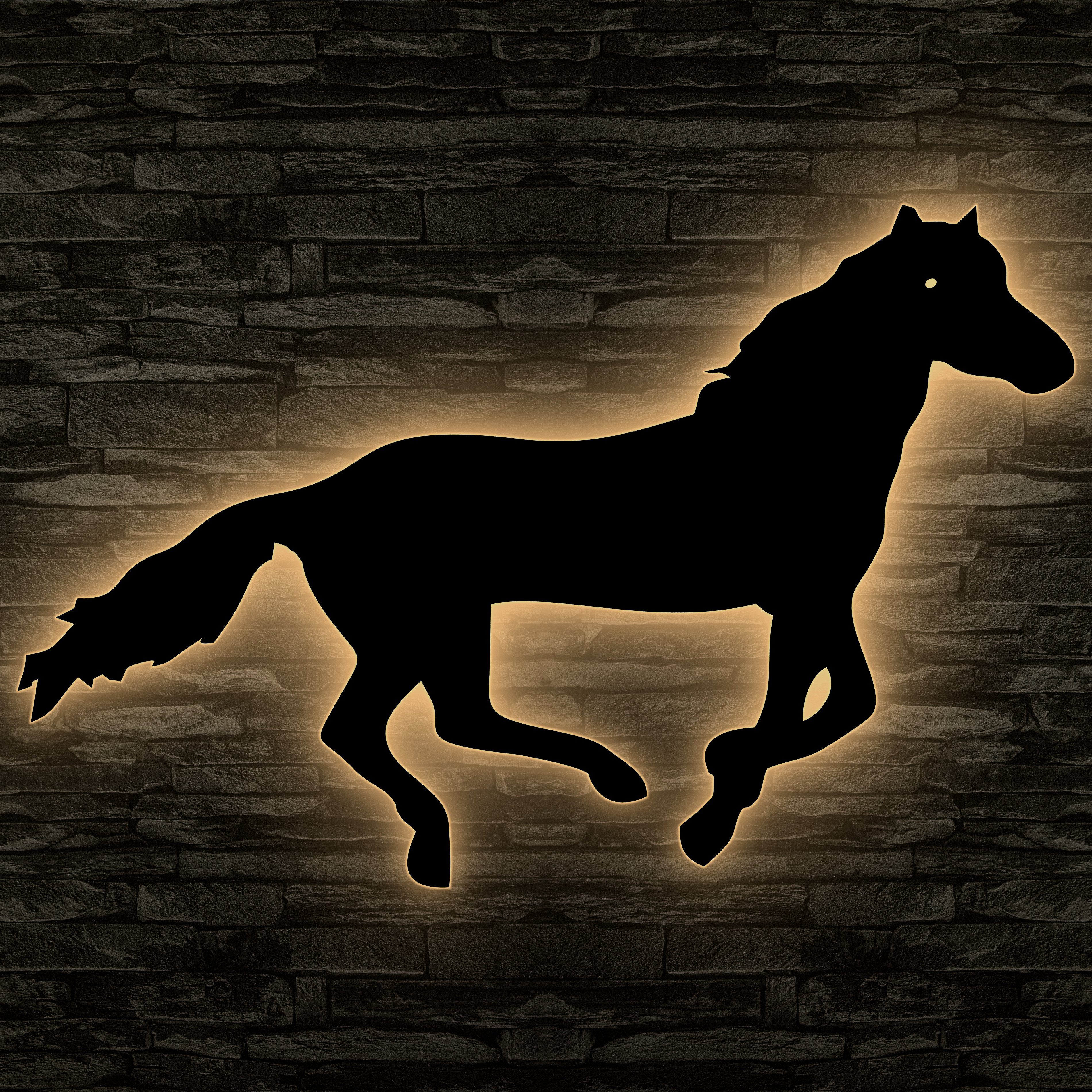 LEON FOLIEN Dekofigur Rennpferd Tier LED Beleuchtung Pferd, Schlummerlicht  in Buche #91