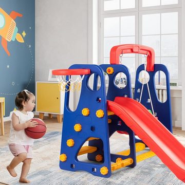 KOMFOTTEU Rutsche 3-in-1 Kinder Spielplatz, mit Haltegriffen, für Baby & Kleinkinder