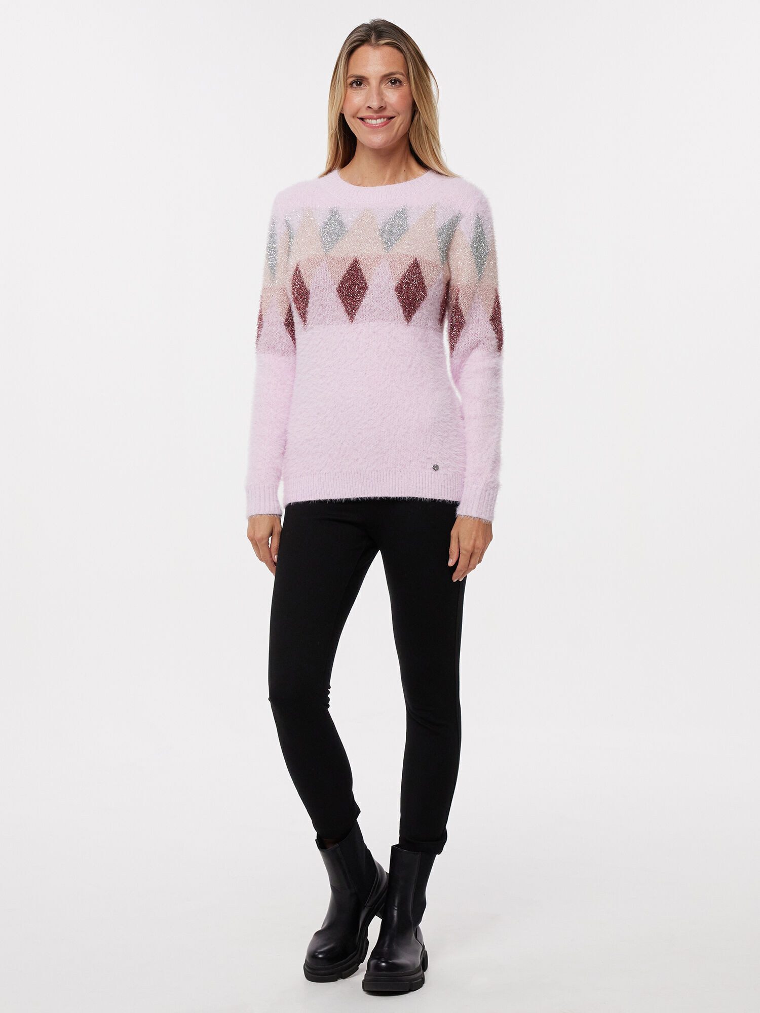 Christian Materne Strickpullover Sweater in Flausch-Lurexgarn