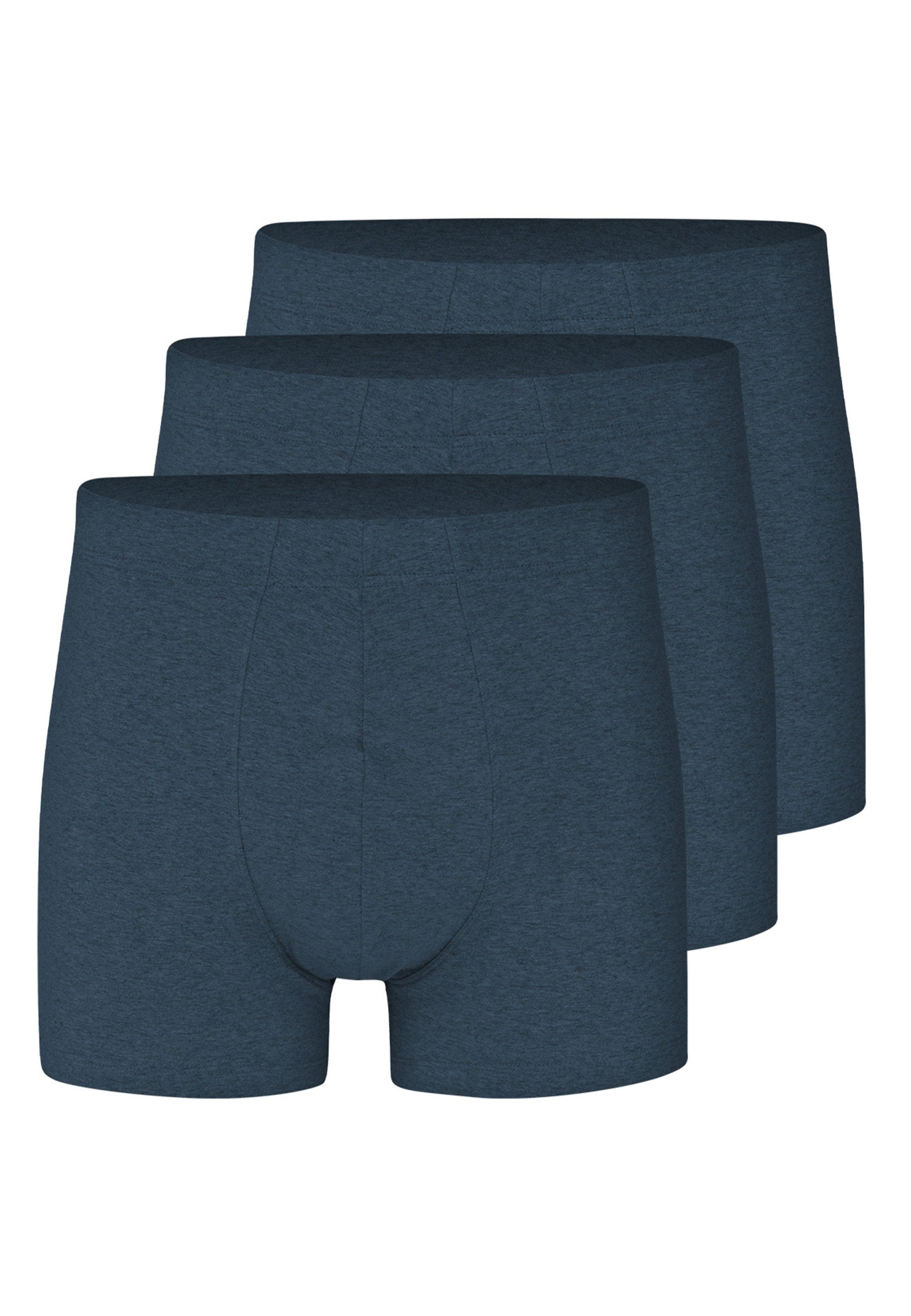 Organic Melange Boxer Pant Cotton Ohne (Spar-Set, - Melange - Pack 3-St) - Atmungsaktiv Jeans Baumwolle Short 3er Retro / Retro - Eingriff Almonu