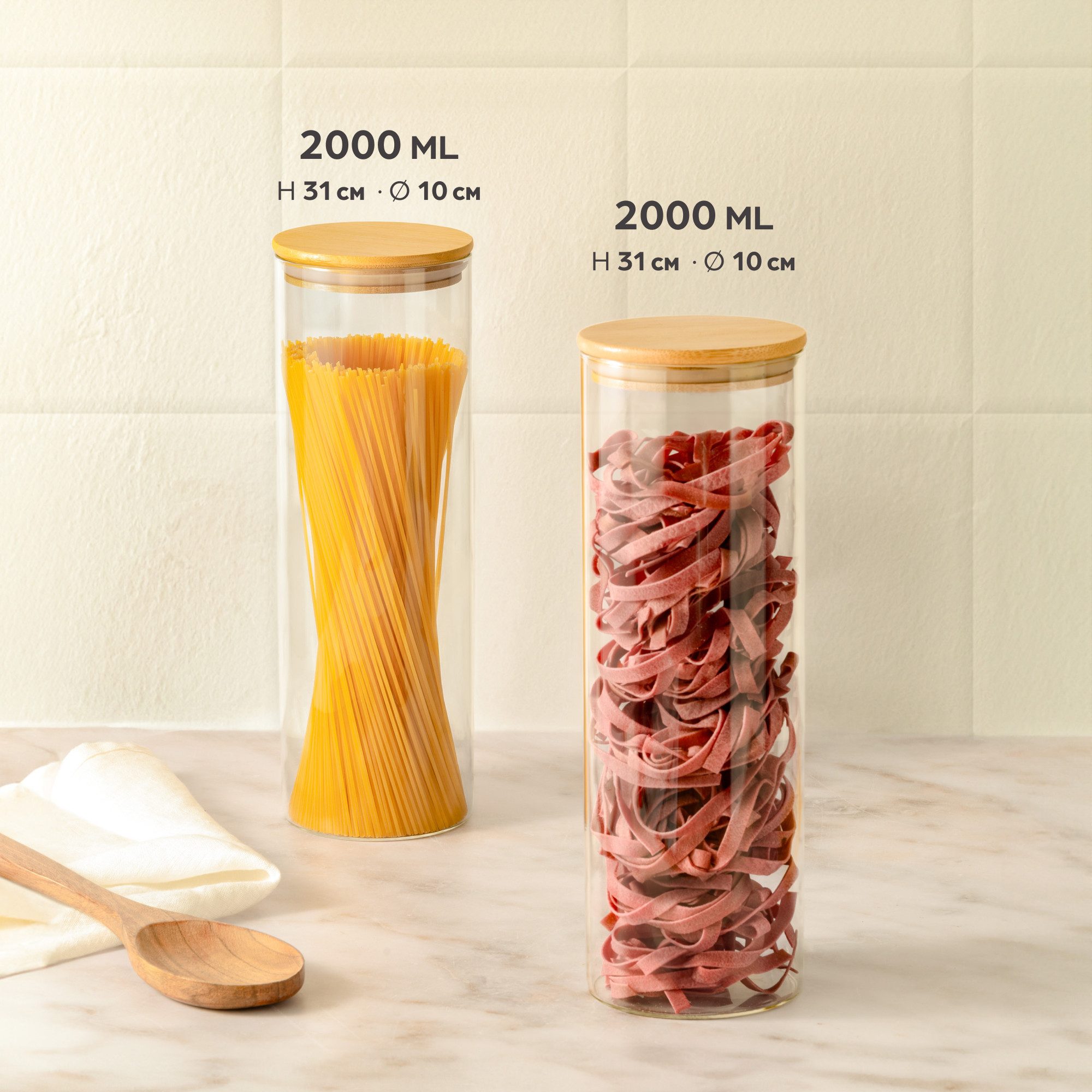 Praknu Vorratsdose Vorratsdosen mit Deckel für Spaghetti 2er Set - Luftdicht mit, Borosilikatglas, (Set, 2-tlg), Aufbewahrung Küche Lebensmittel aus Glas - Luft – Bild 2 von 5