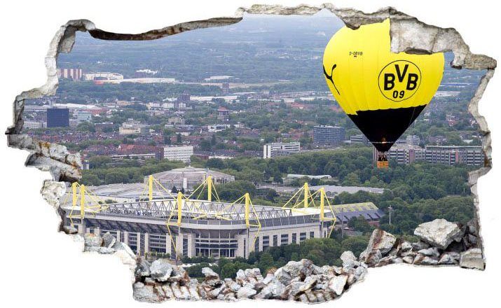 Wandtattoo Wall-Art 3D BVB Heißluftballon Fußball entfernbar St), (1 selbstklebend,