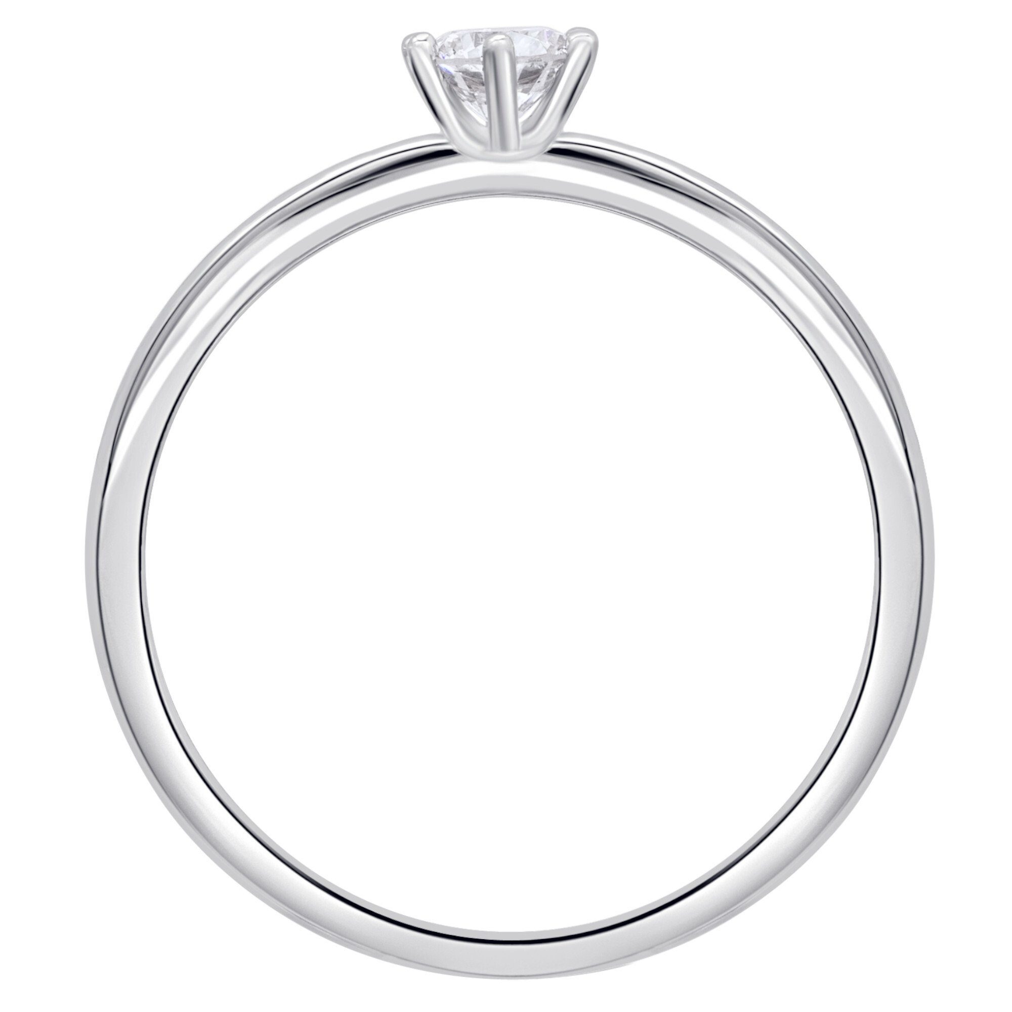 Schmuck Ring Brillant Gold Weißgold, Damen 0.1 ONE ct Diamantring 585 ELEMENT Diamant aus