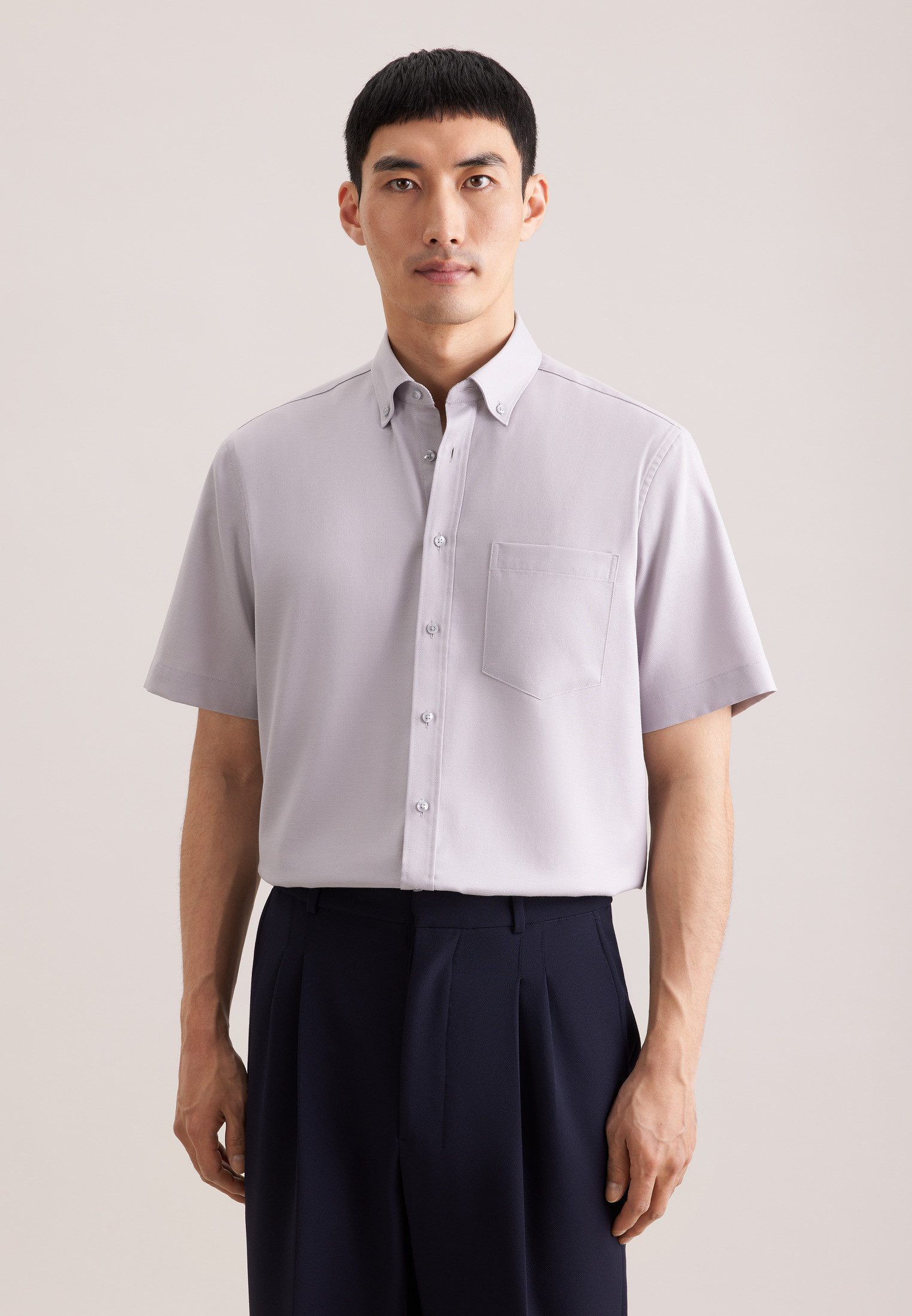 seidensticker Businesshemd Schwarze Rose Regular 1/2 Button-Down-Kragen Struktur