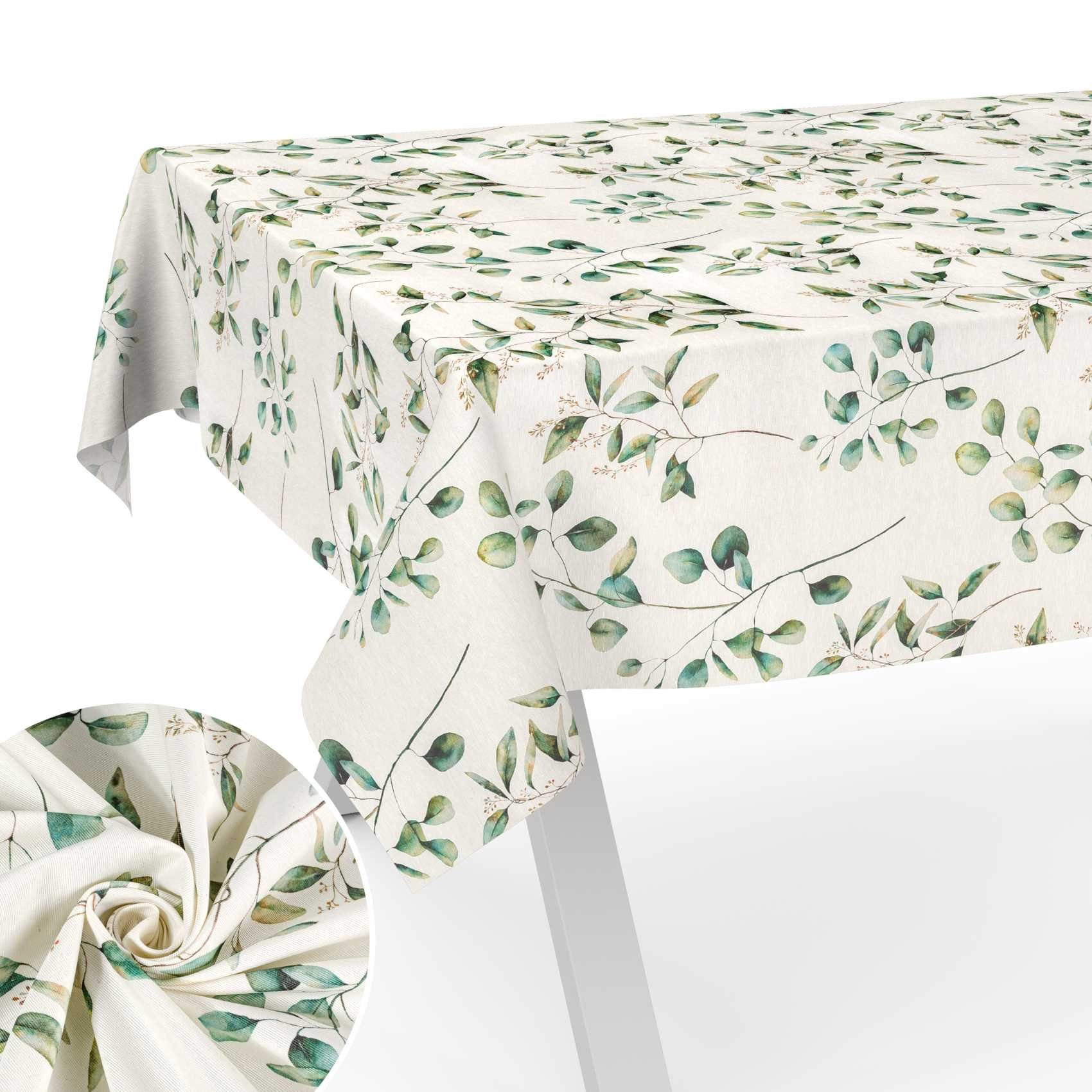 ANRO Tischdecke aus Stoff mit Blumen Pflanzen wasserabweisend Tischtuch Tischwäsche (Einzelstück 1-tlg), mit Acryl Beschichtung