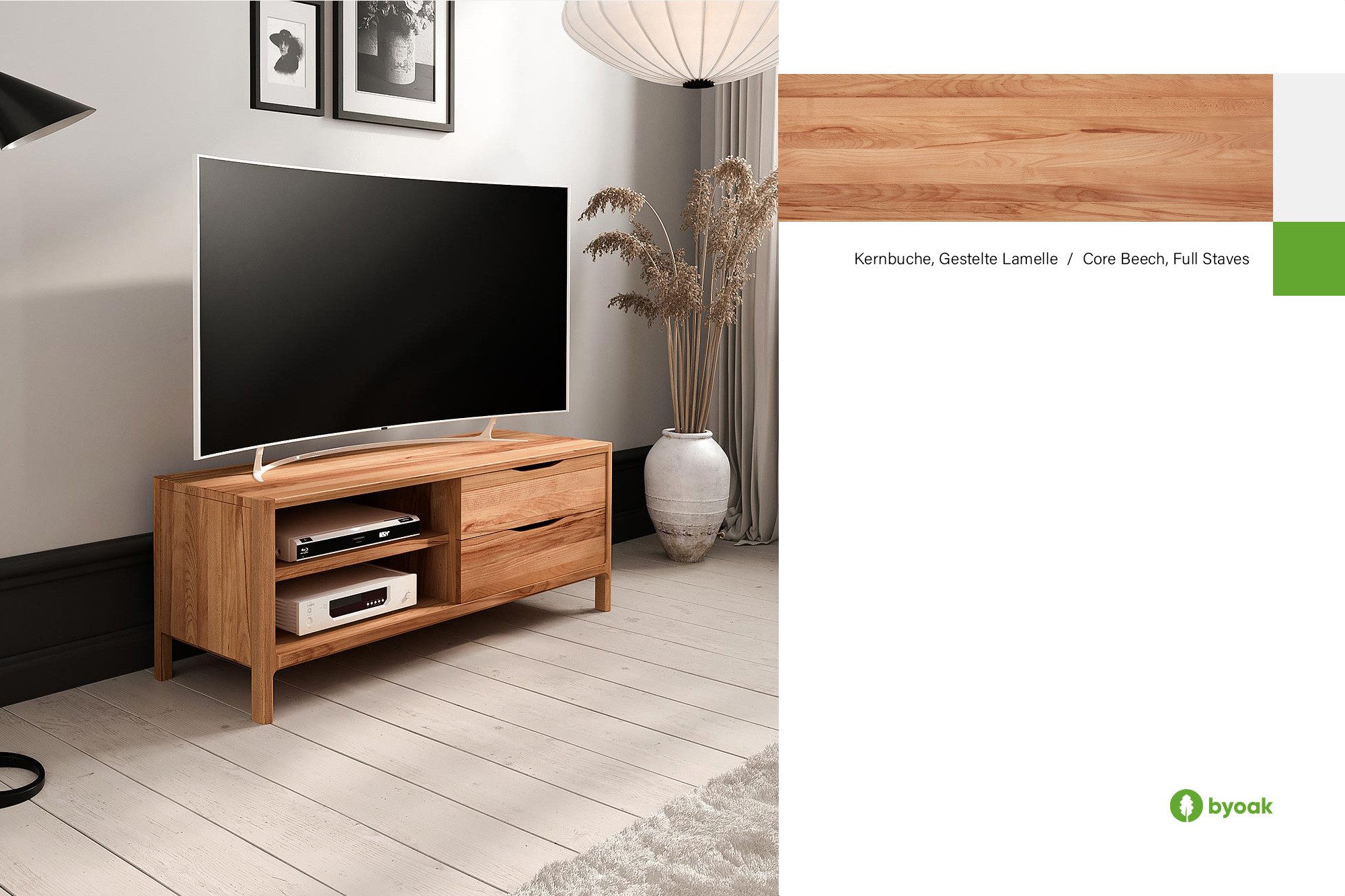byoak TV-Schrank TWIG aus Massivholz Naturgeölt