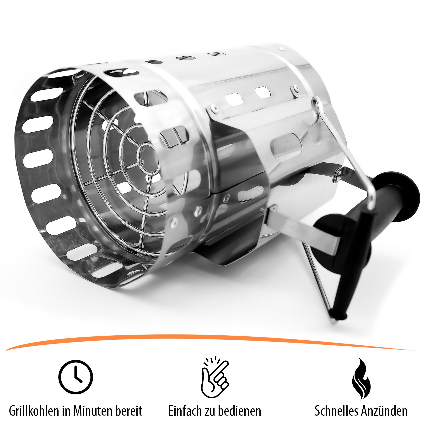 BigDean Anzündkamin Premium Anzündkamin, Hochwertiger Grillkohleanzünder aus Edelstahl (Packung, 1-tlg., Anzündkamin), Extra Robuste Edelstahlqualität, Für Kohl – Bild 4 von 5