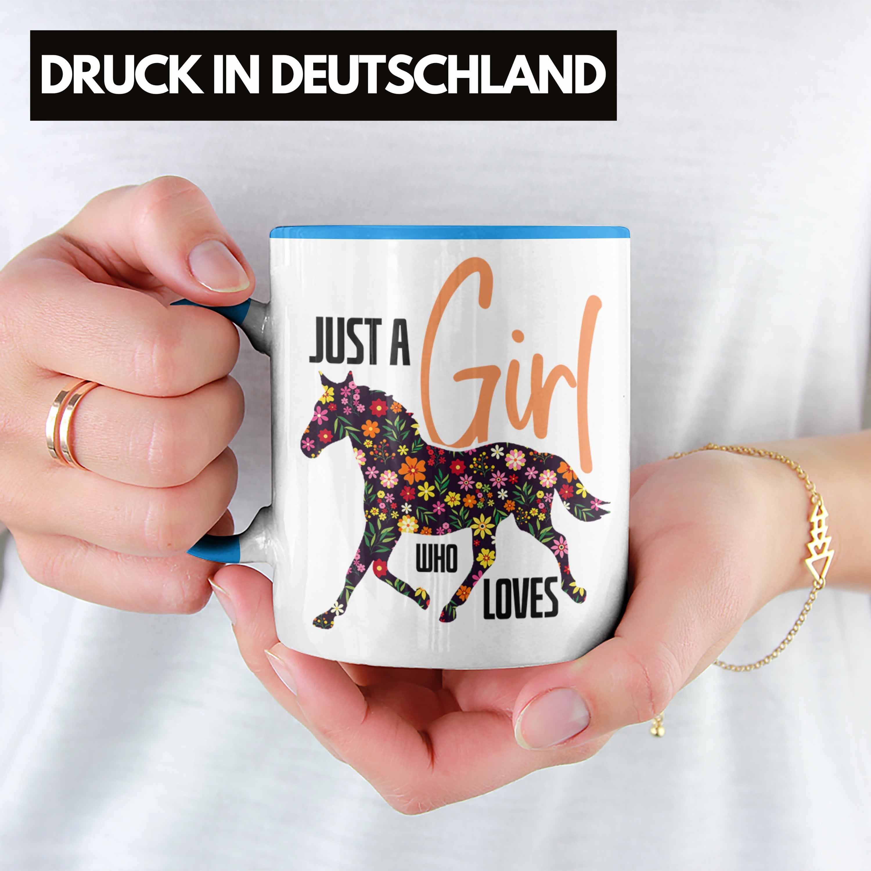Pferde Blau Das Tasse Pferde Geschenk Ein für Pferdeli Mädchen "Nur Liebt" Trendation Tasse