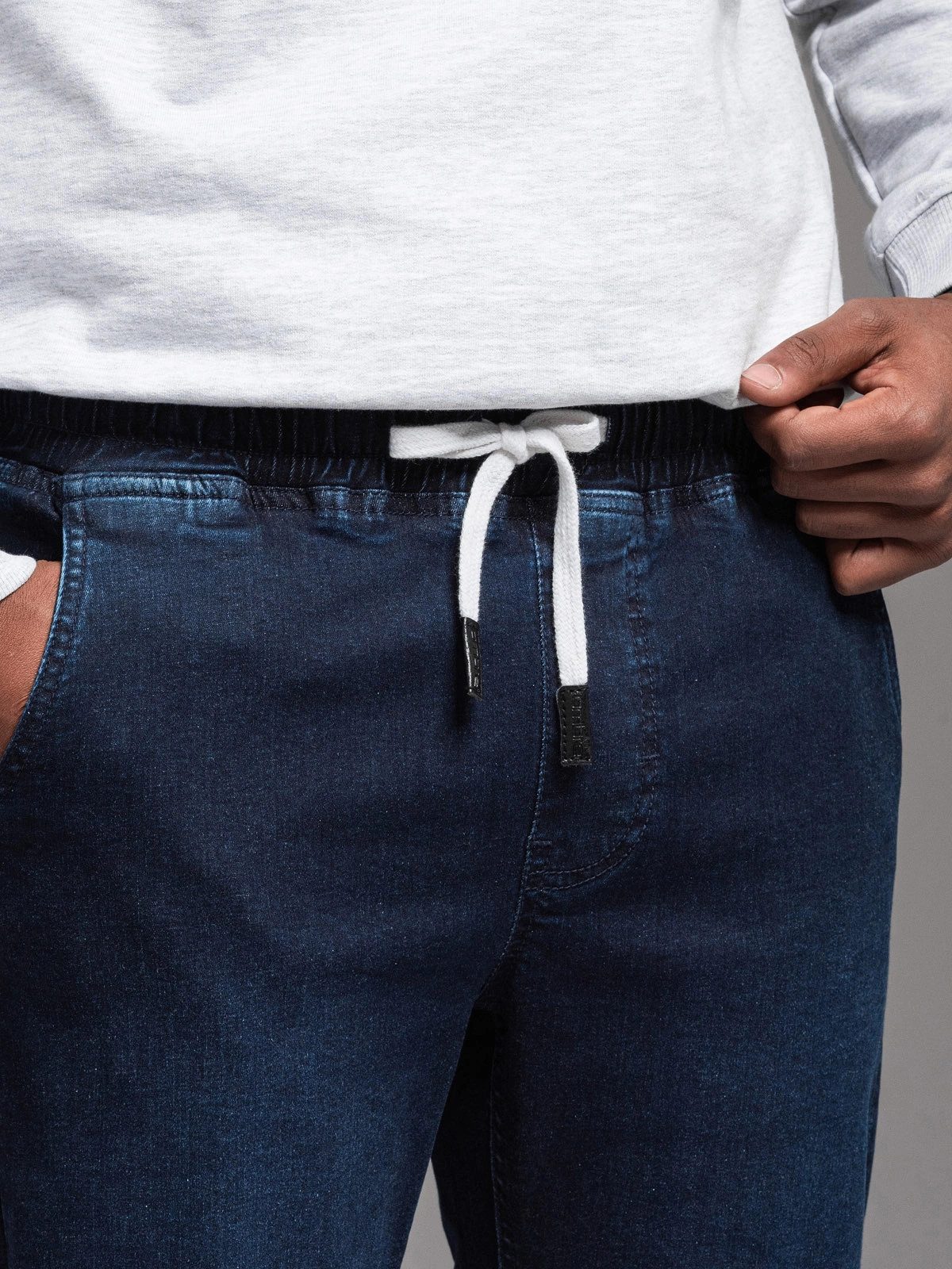 OMBRE Jeggings Herren-Jogginghose aus Denim mit Streifen