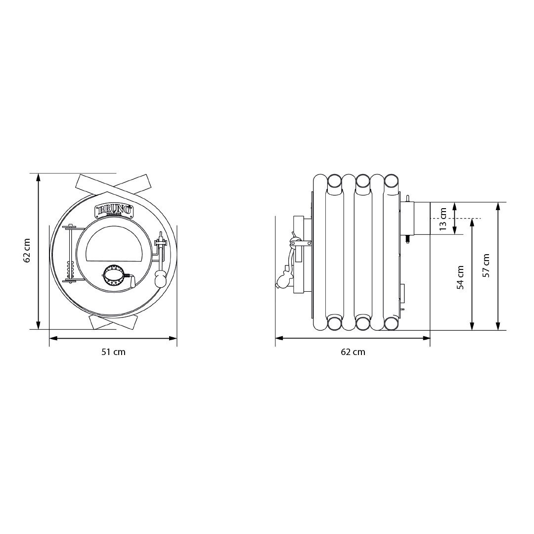 Bruno Kaminofen Bruno® Werkstattofen Mini I schwarz 6 kW Stahl A, 6 kW