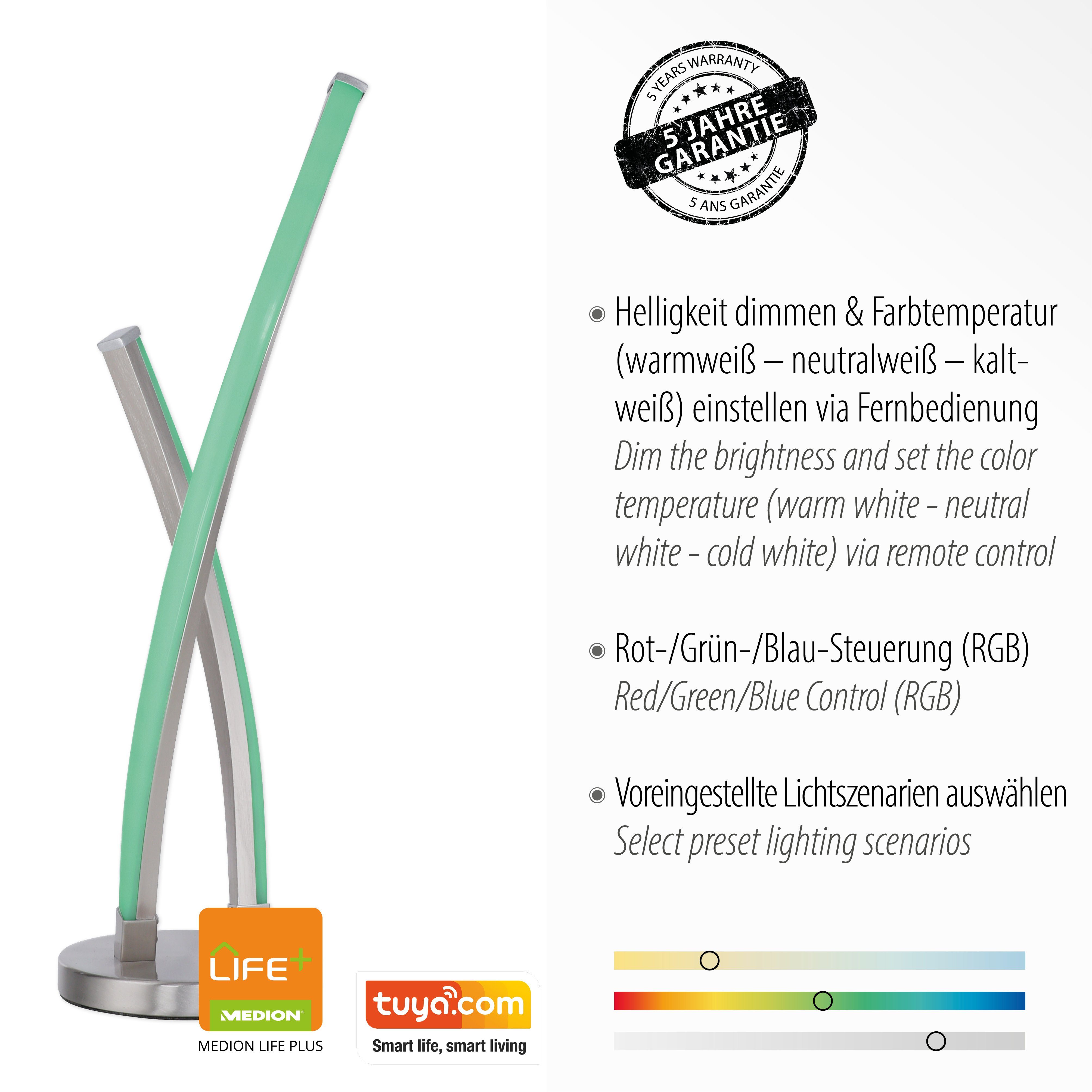 JUST LIGHT Tischleuchte Ls-SWING, LED fest integriert, warmweiß - kaltweiß, RGB+tunable white, Infrarot inkl., Fernbedienung, Smarthome fähig
