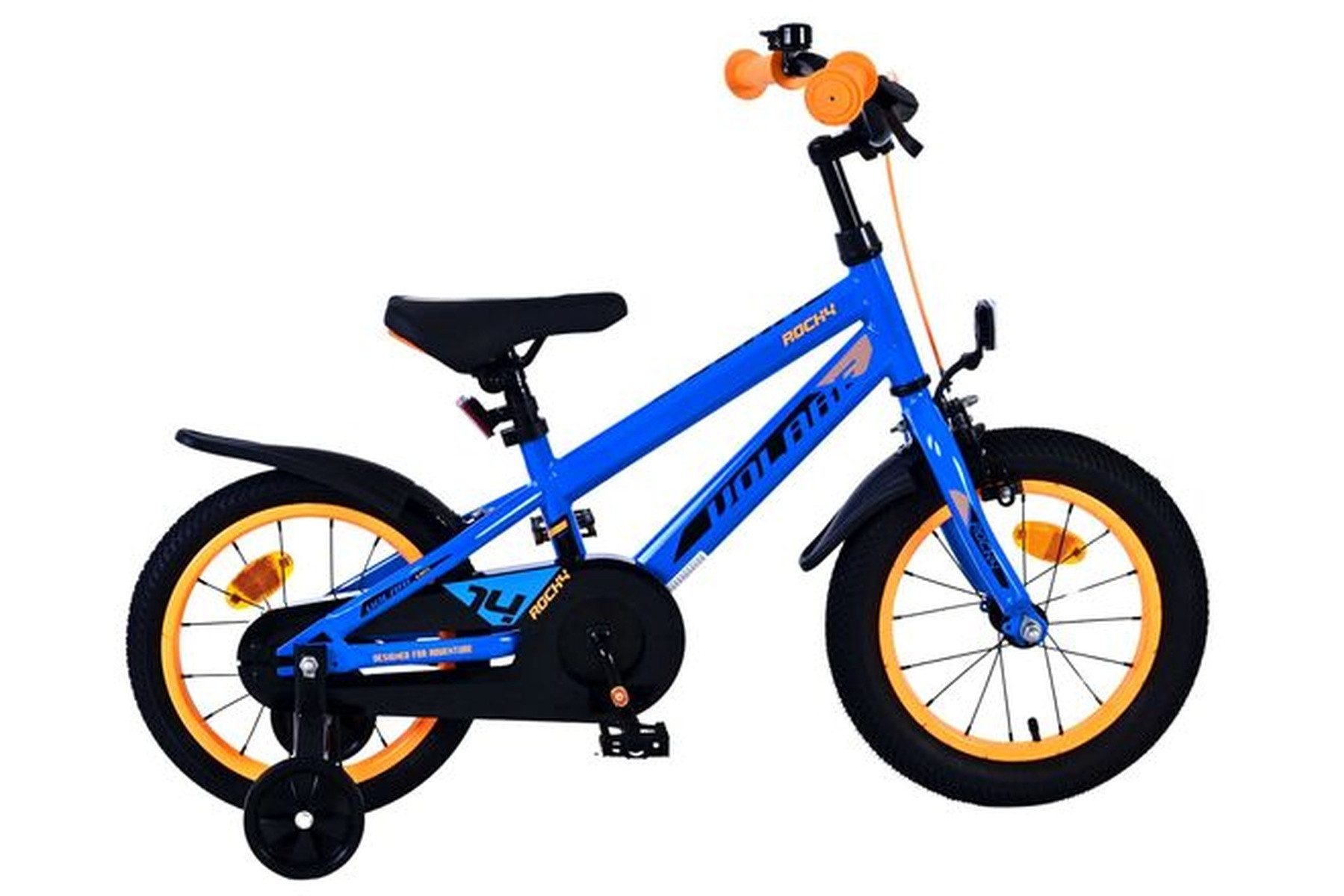 Volare Kinderfahrrad Rocky Kinderfahrrad - Jungen - 14 Zoll - Blau, Handbremse und Rücktrittbremse, geschlossener Kettenschutz,4 kg
