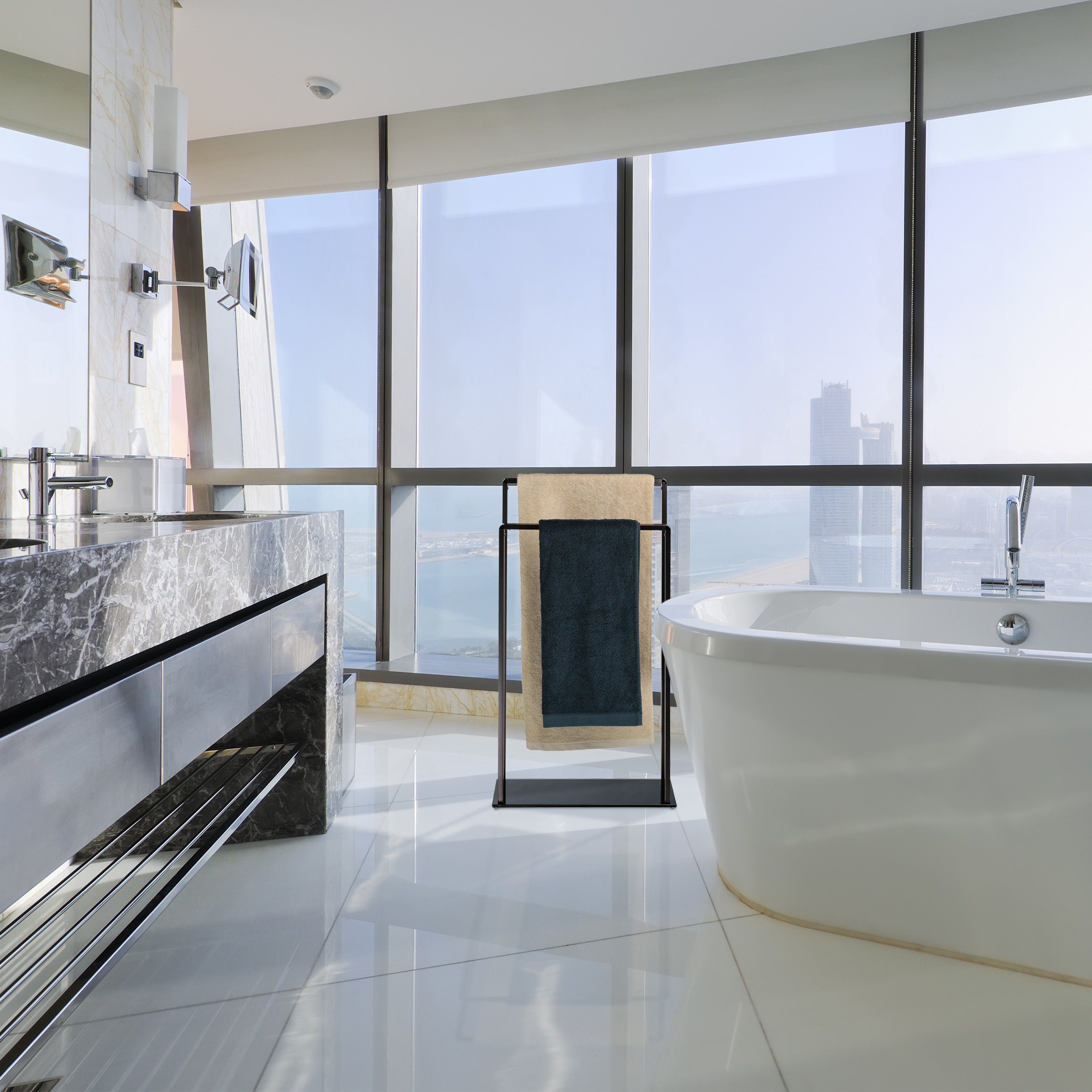 relaxdays Handtuchständer freistehend 2 Stange günstig online kaufen