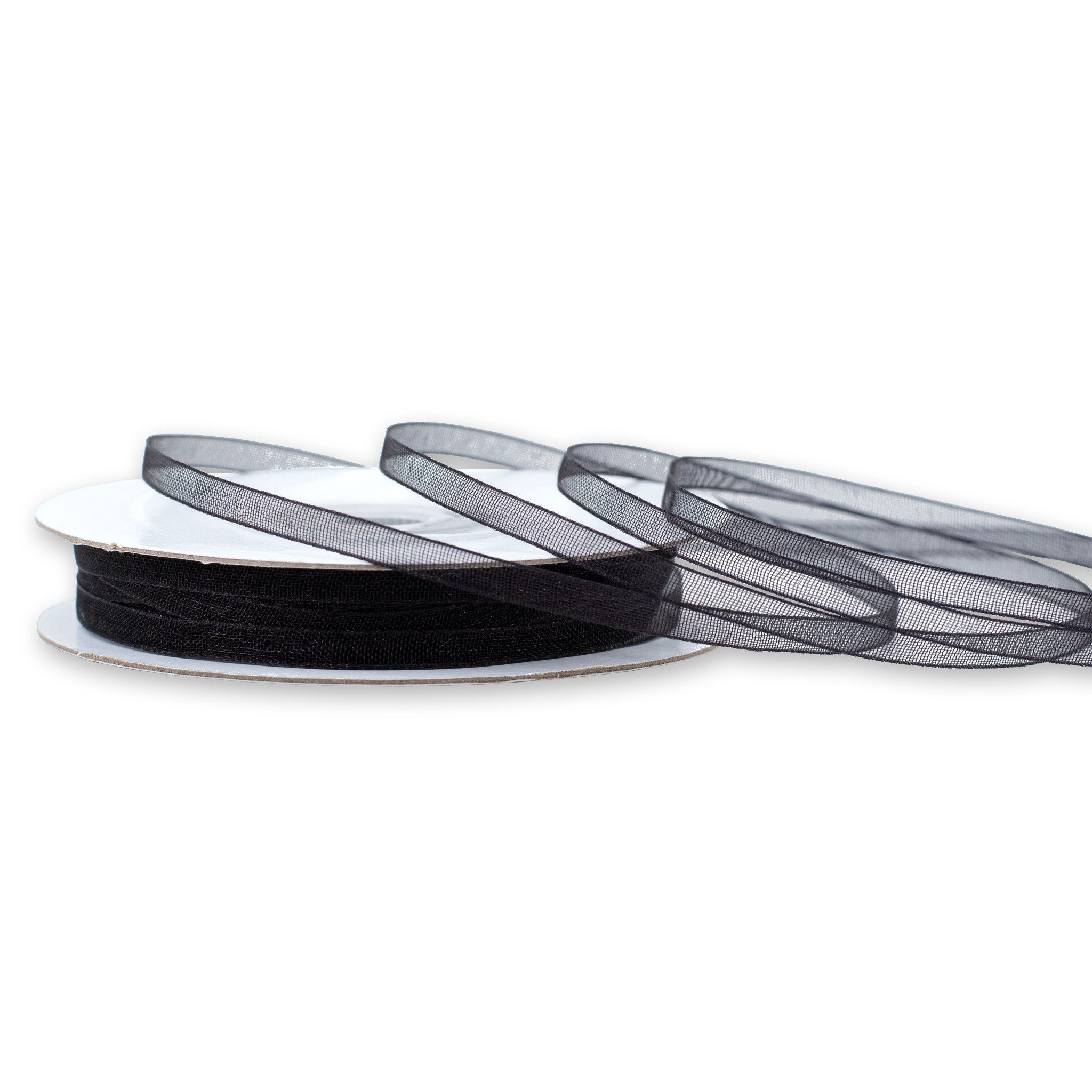 Creativery Organzaband, Organzaband 3mm x 50m Rolle Schwarz