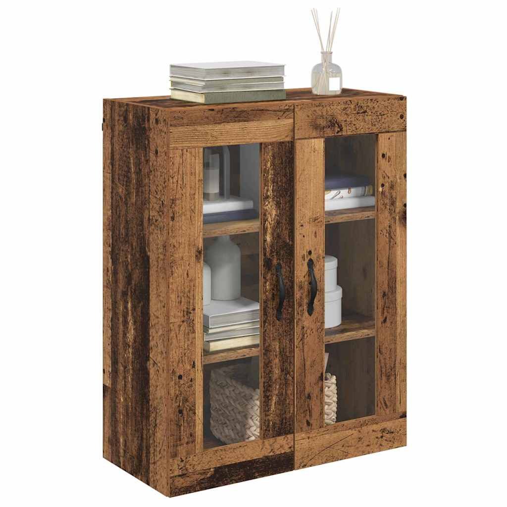 vidaXL Hängeschrank Wandschrank Altholz 69,5 x 34 x 90 cm Engineered Wood und Glas (1-St)