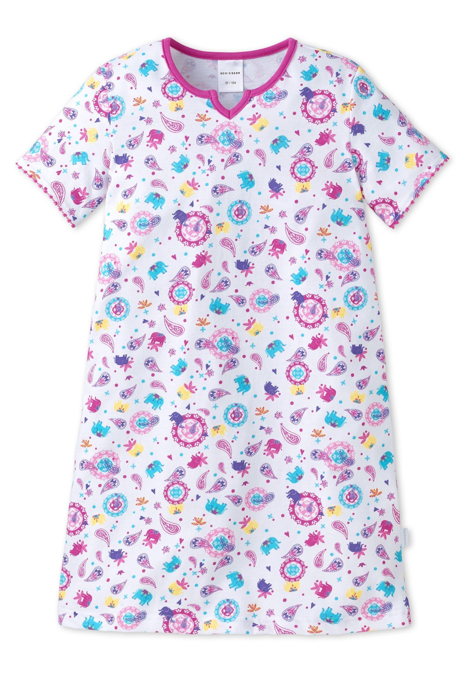 World Colorful Schiesser Nachthemd Mädchen Jersey Nachthemd, Set) Kurzarm, Schlafanzug, (Set,
