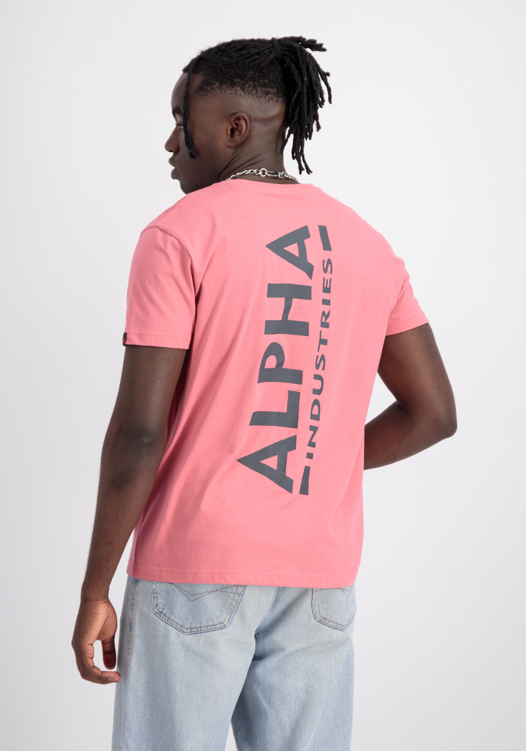 coral Industries Men Alpha T T-Shirt red Alpha Industries Backprint - T-Shirts