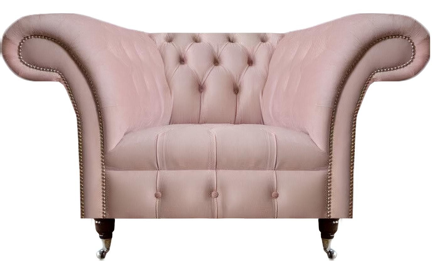 Xlmoebel Chesterfield-Sessel Rosa Chesterfield Designer Sessel aus hochwertigem Textil (Sessel), Hergestellt in Europa