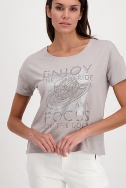 Monari T-Shirt Elastisches Jersey Shirt mit Halbarm und Strassschrift