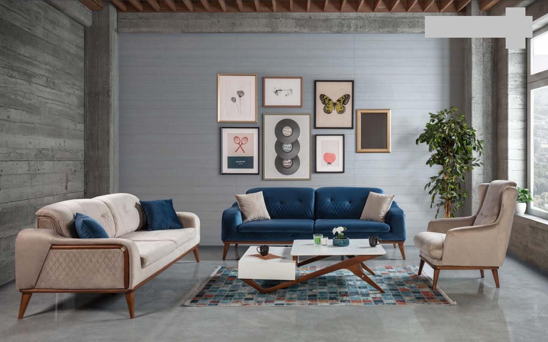 Xlmoebel Polstergarnitur Sofa Set 3+3+1 Sitzer Textil Couch Garnitur mit Sesseln, (Polstergarnitur, 3-tlg., 3+3+1 Sitzer), Made in Europa