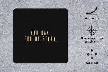 MuchoWow Gaming Mauspad Zitate - Motivation - Gold - Schwarz (1-St), Mousepad mit Rutschfester Unterseite, Gaming, 40x40 cm, XXL, Großes