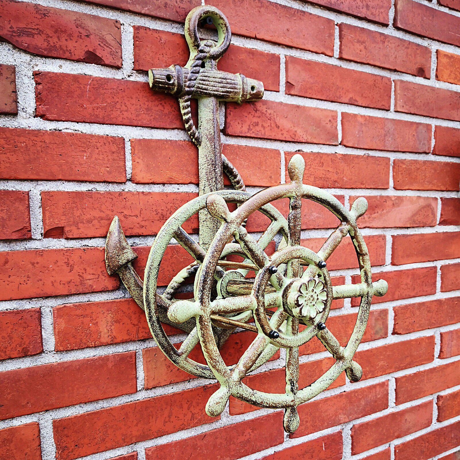 Paulslandhaus Schlauchhalterung Schlauchhalter Anker Maritim Gusseisen Wandmontage