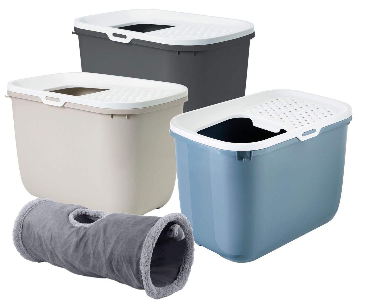 PETGARD Katzentoilette »3er Sparpack Katzentoilette HOP IN«, mit Einstieg  von oben + gratis Tunnel Multicolor online kaufen | OTTO