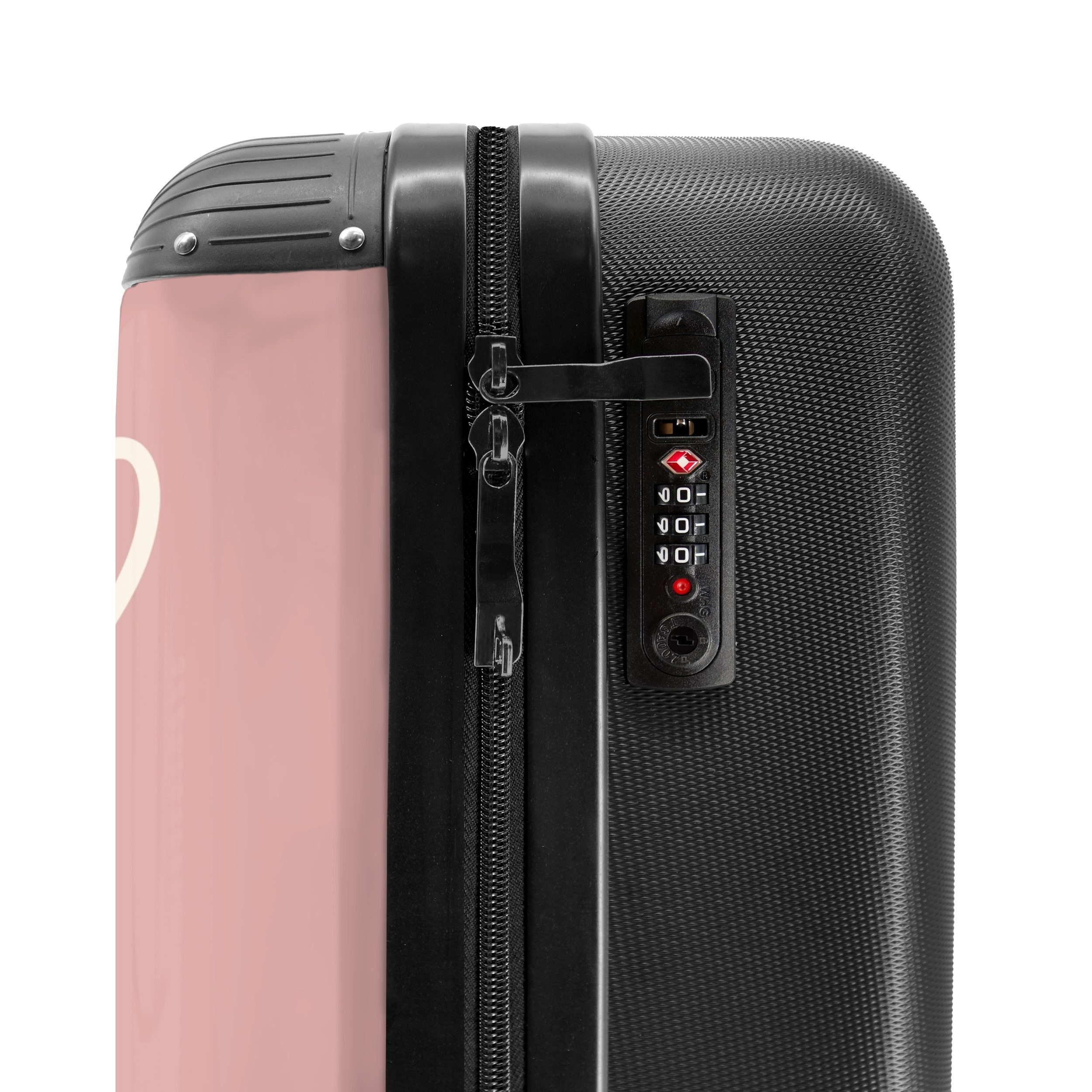 NoBoringSuitcases.com© Hartschalen-Trolley Rosa mit weißen Herzen 55x35x20cm, Handgepäck Koffer & Trolleys, Luggage, Reisekoffer Frauen – Bild 5 von 5