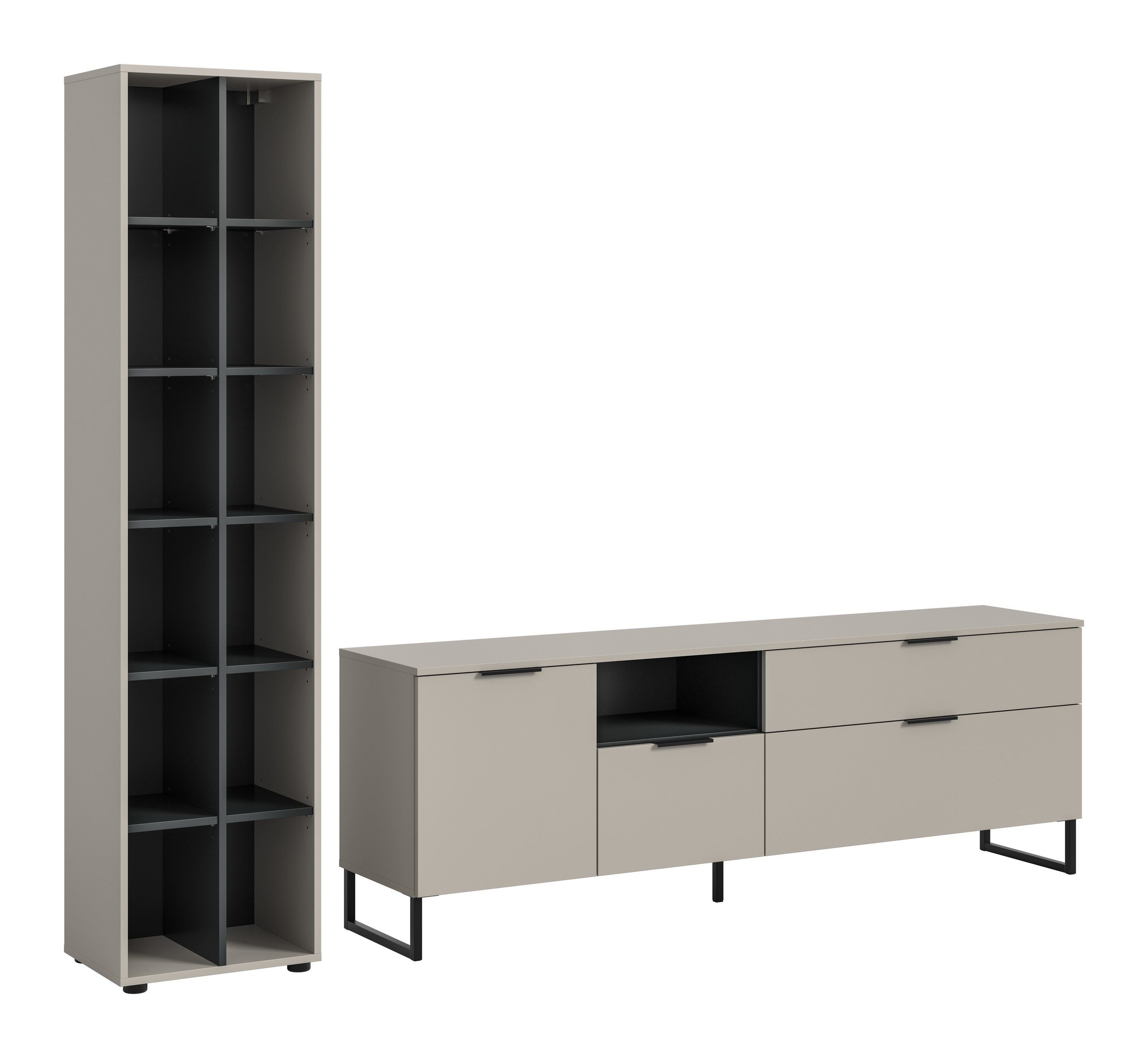 Newroom Wohnwand Kaschmir 245 cm, Wohnwand Kaschmir Modern Wohnzimmerschrank TV Wand Wohnzimmer Schra...