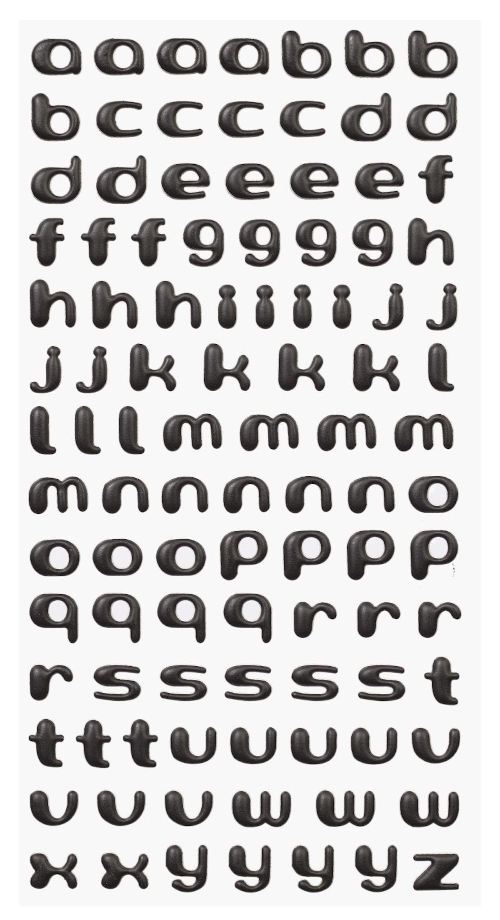 HobbyFun Sticker Softy Sticker, Kleinbuchstaben, matt schwarz, 18x9