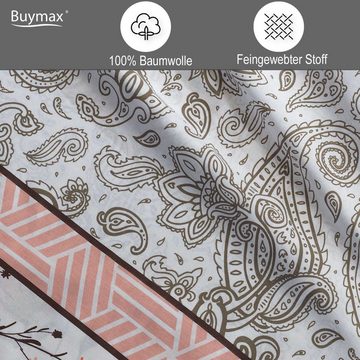 Bettwäsche, Buymax, Renforcé, 2 teilig, Bettbezug-Set 135x200 cm 100% Baumwolle Reißverschluss Blumen Weiß