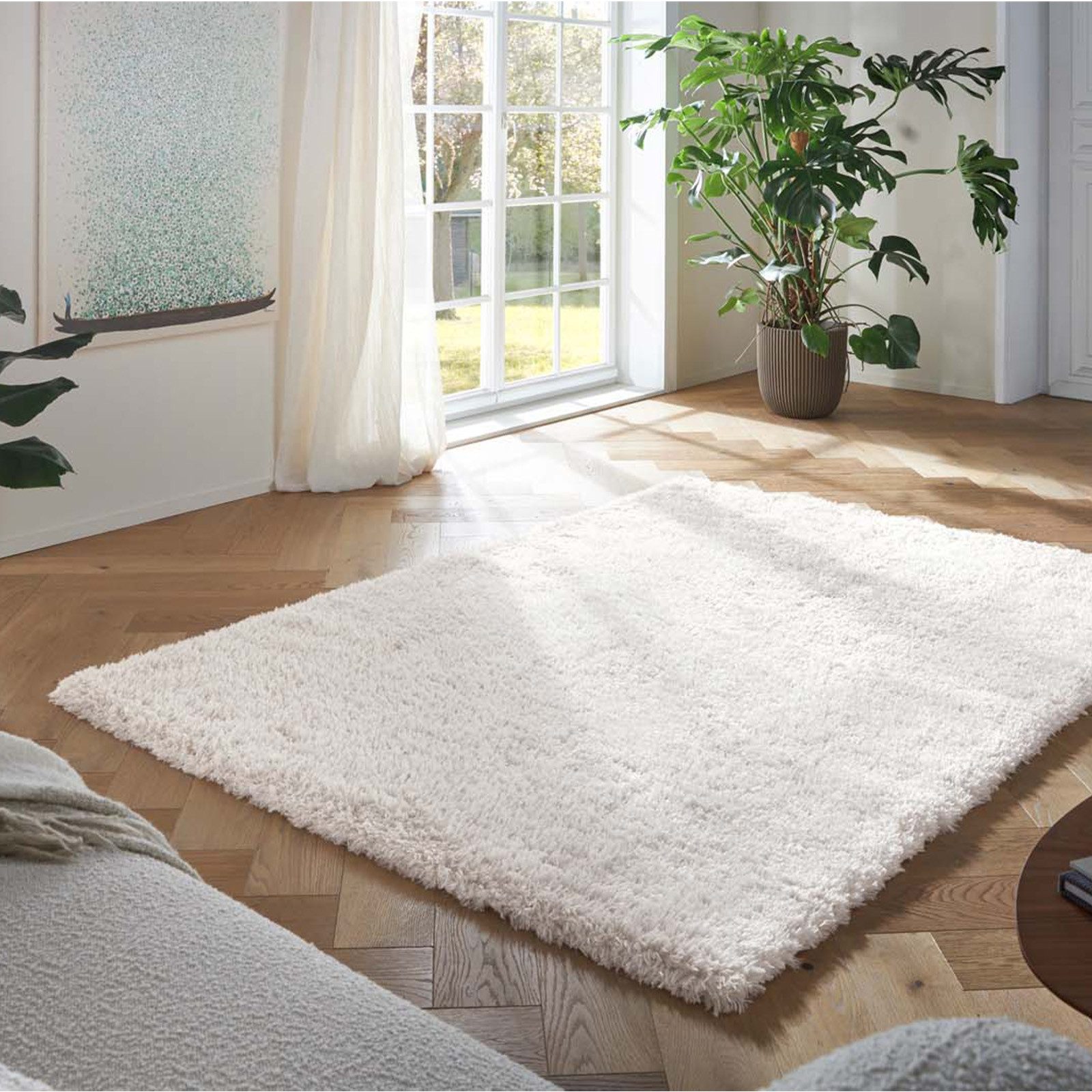 TaraCarpet Flokati-Teppich TaraCarpet Flokati Eco Langflorteppich Shaggy, rechteckig, Höhe: 52 mm, Flokati Hochflor Langflor weich creme Wohnzimmer Schlafzimmer 60x120