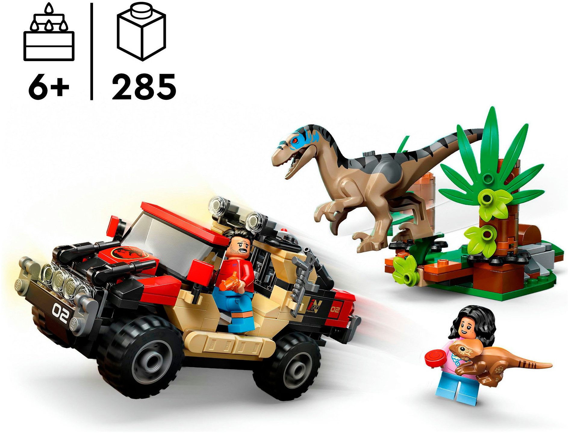 LEGO® Raptor: Verfolgungsjagd mit dem Geländewagen (76972) Konstruktionsspielsteine, (285 St), LEGO Jurassic World; Made in Europe