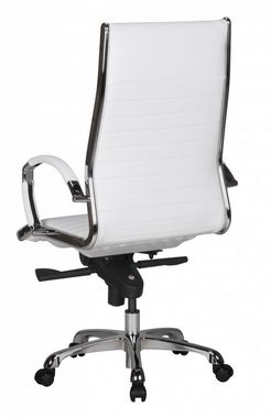 furnicato Bürostuhl SALZBURG 1 Bezug Echtleder Weiß Schreibtischstuhl XXL 120 kg Chefsessel