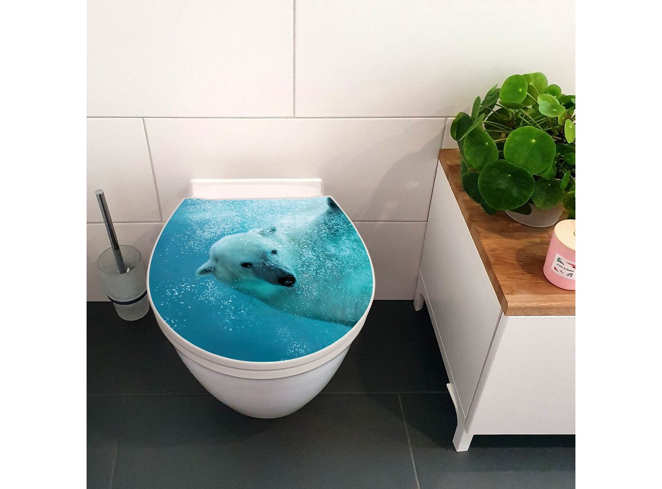 Thumbnail - banjado WC-Sitz Motiv Tauchender Eisbär (umweltfreundliches Material & Take-Off Technologie, Softclose Absenkautomatik),...