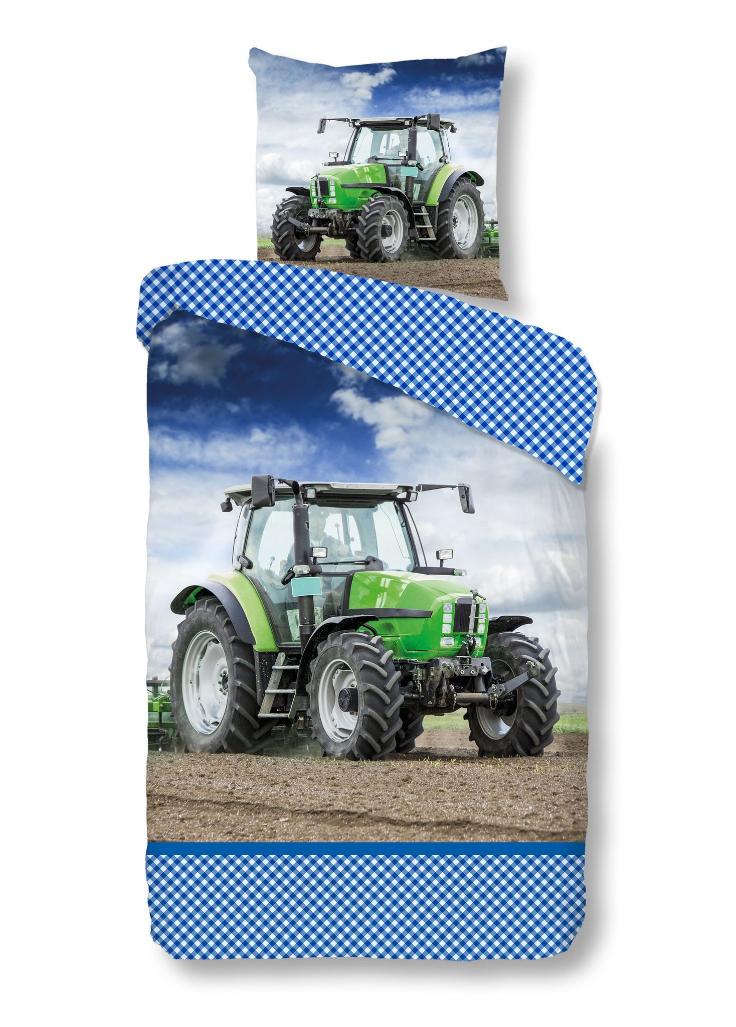 JACK Bettwäsche 135x200cm, Traktor Feld, Renforcé, 2 teilig, im realistischen Landwirtschaftsdesign