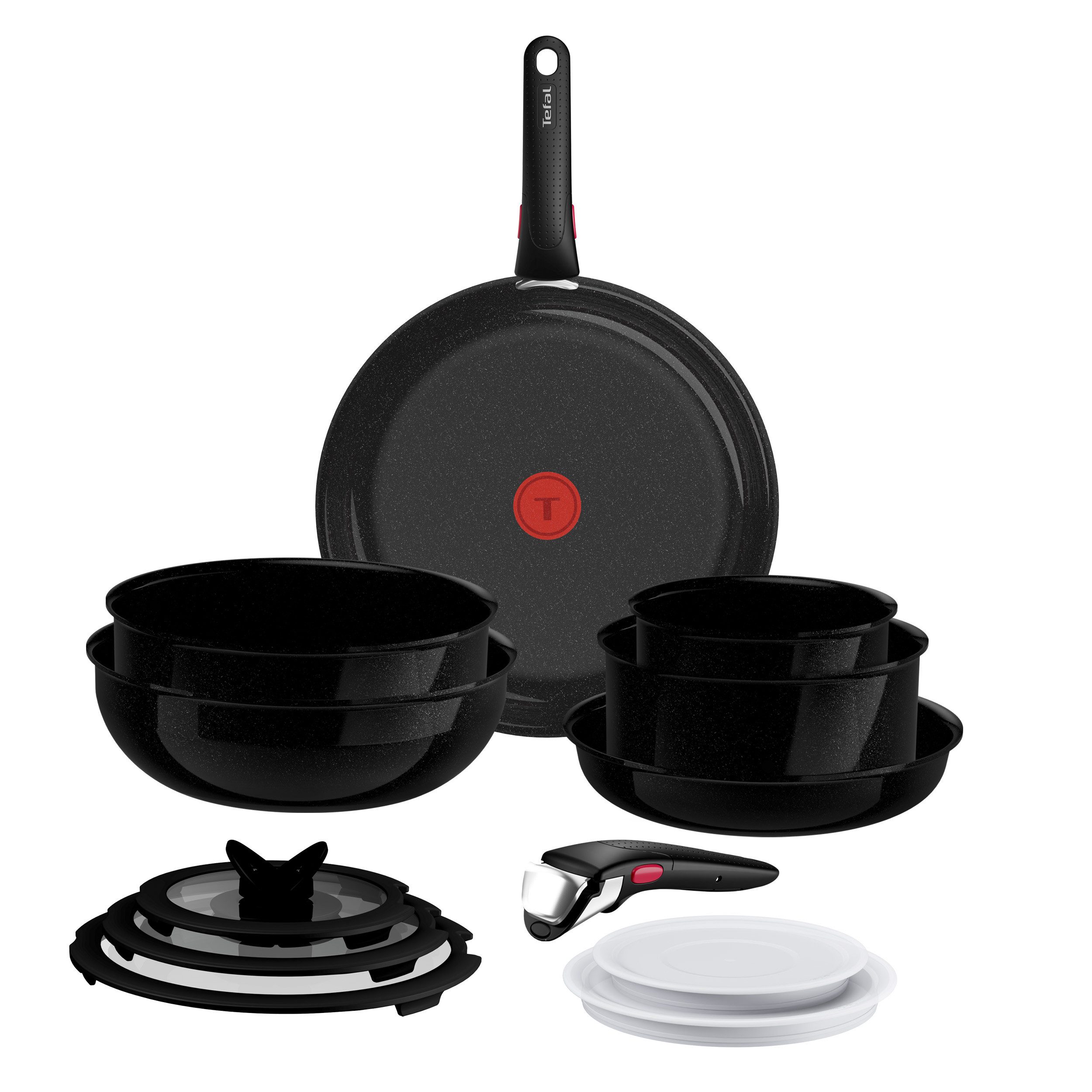 Tefal Pfannen-Set Ingenio Excellence Keramik, Aluminium (Set, 13-tlg), abnehmbarer Ingenio-Griff, Thermo-Signal, stapelbar, Induktion