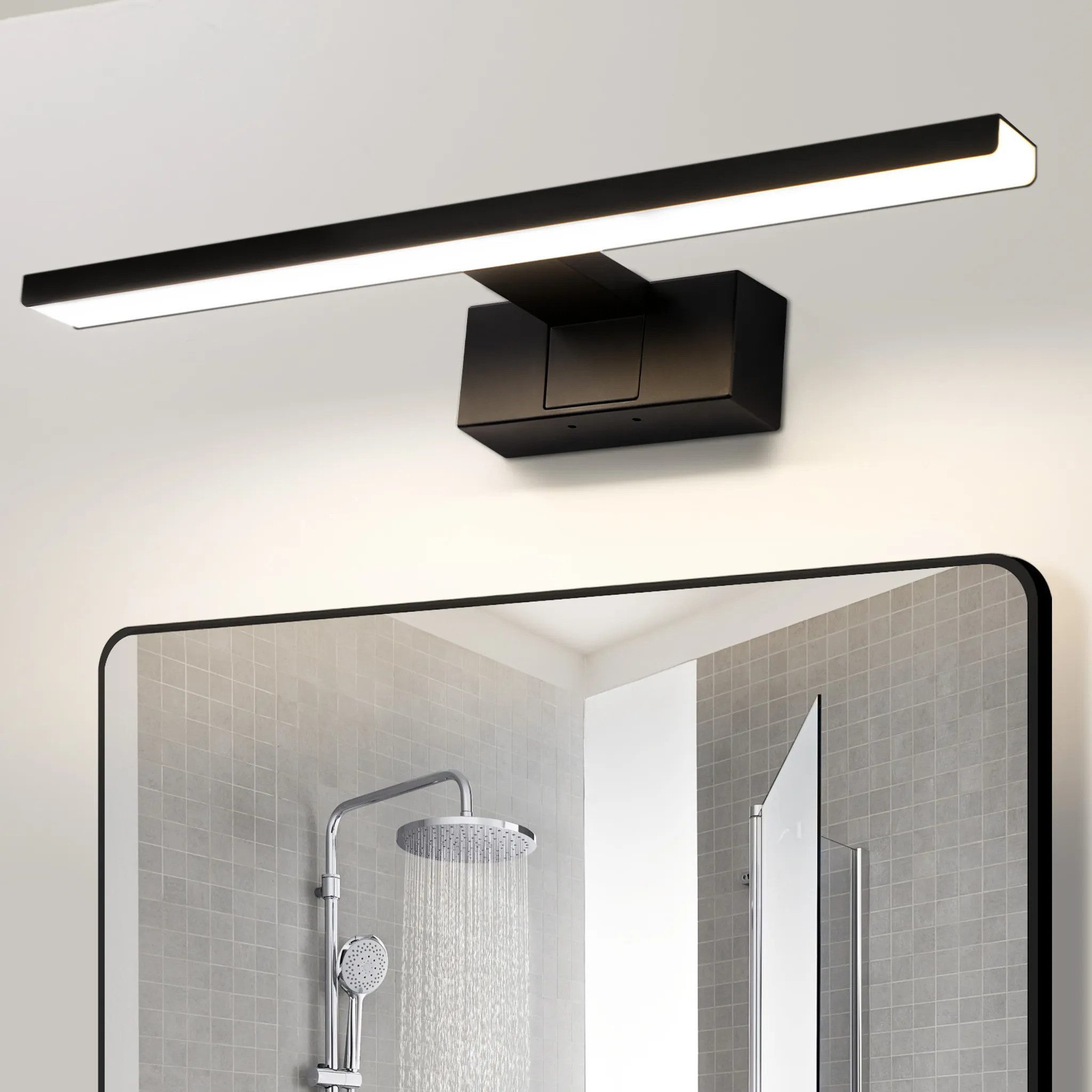 Nettlife LED Spiegelleuchte 30/40/60CM Schwarz Sipegellampe 4000K, LED fest integriert, Neutralweiß, Keller Küche Badschrank