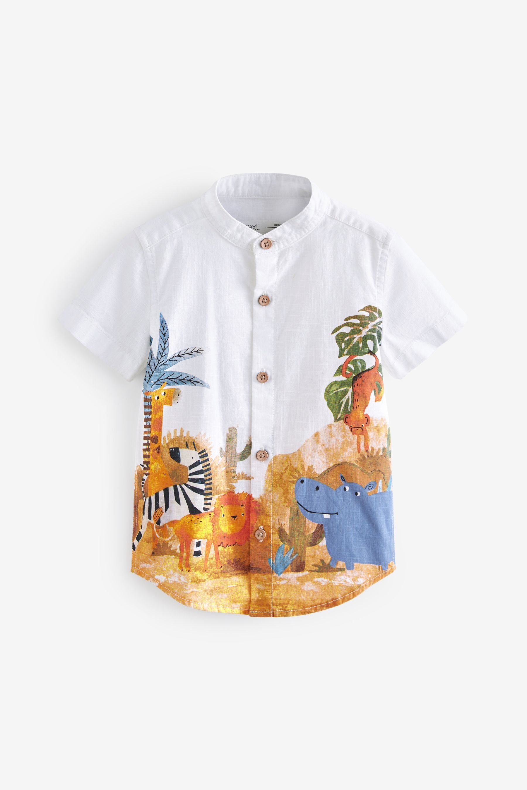 Kurzarmhemd Next (1-tlg) mit Hemd Safari-Bordürenprint