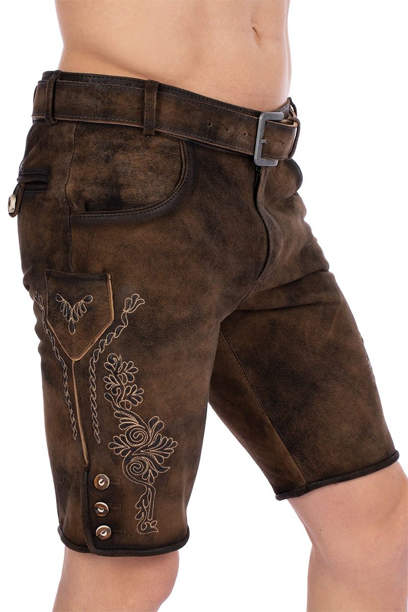 Maddox Trachtenlederhose Lederhose Herren kurz - ELM - kastanie