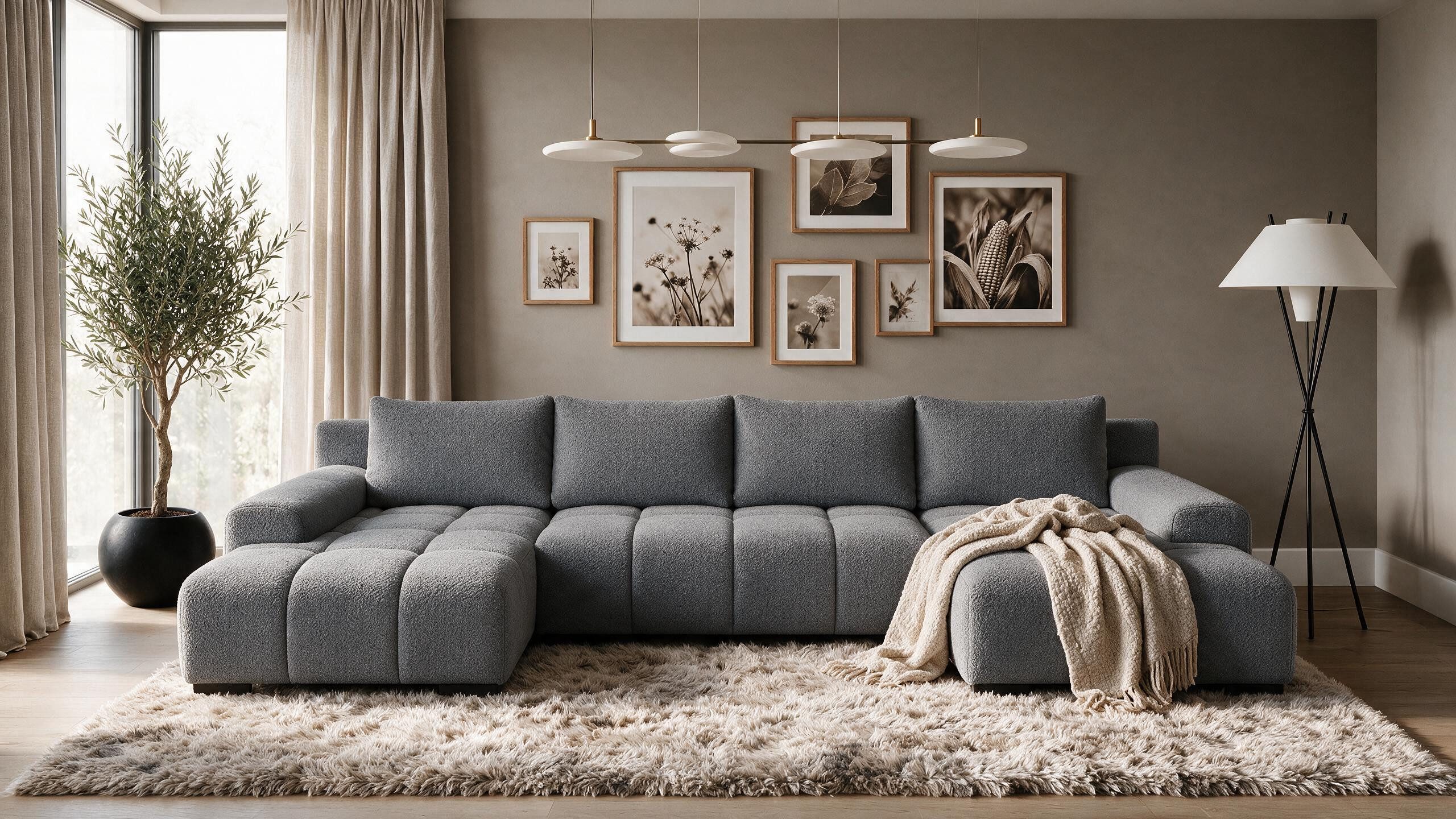 storez24 Ecksofa Ovia U, mit Bettkasten und Schlaffunktion, U-Form, bequem