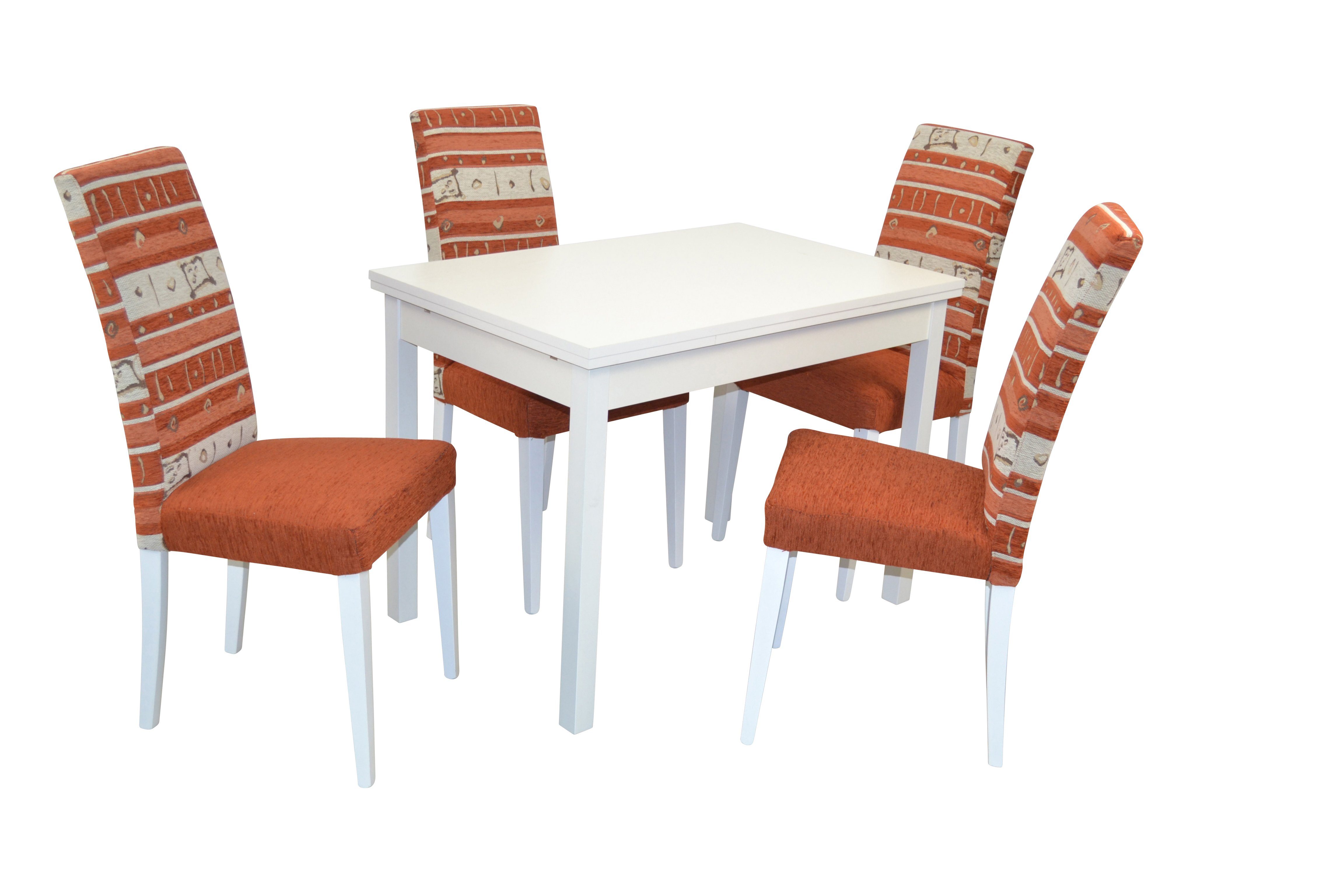 moebel-direkt-online Essgruppe 5tlg. Esstisch mit (Spar-Set, terra Tischgruppe, 5tlg. vergrößerbar Set), Stoffbezug Ansteckplatten