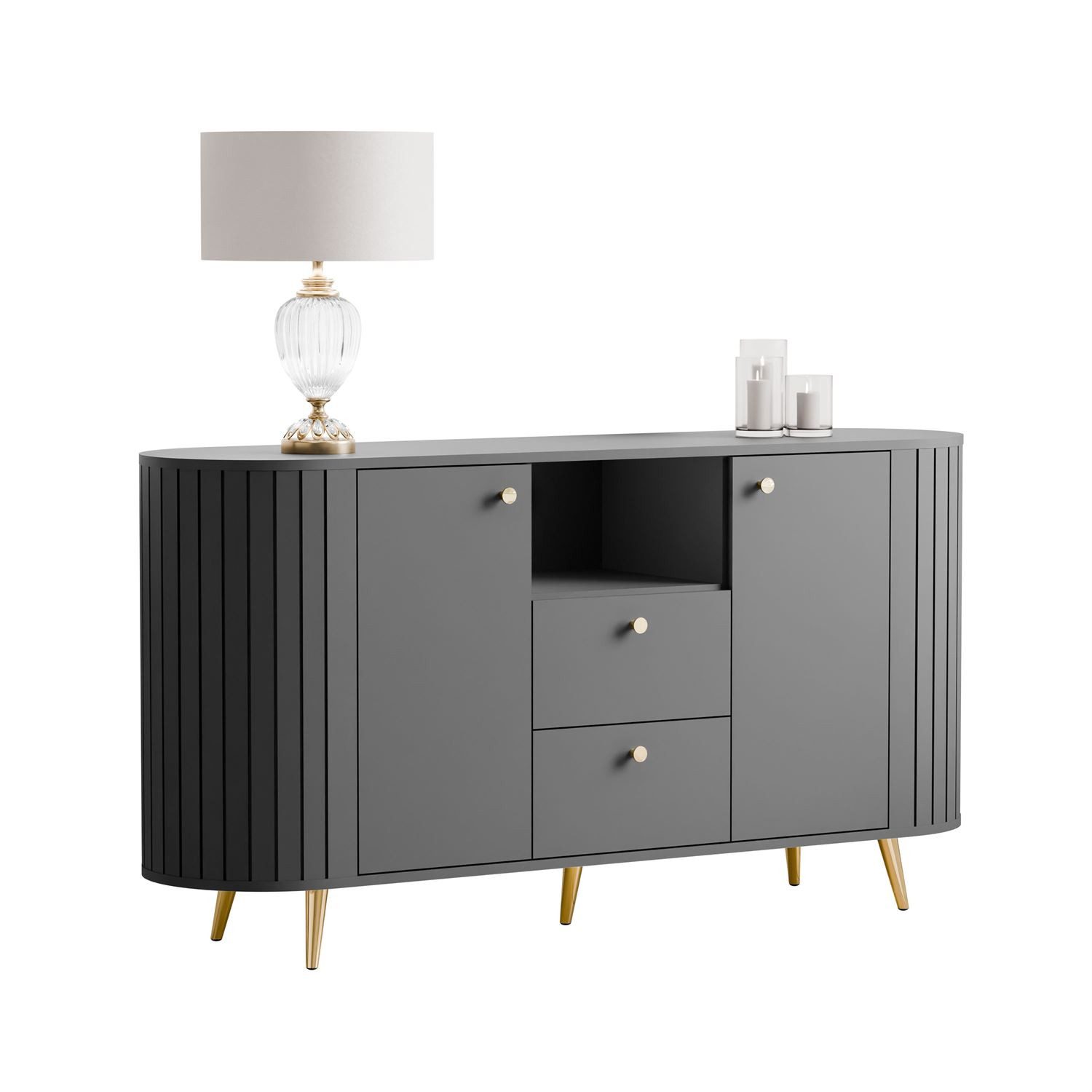 Lookway Kommode ELODIE II 150 cm mit gefrästen Fronten und Soft-Close-System